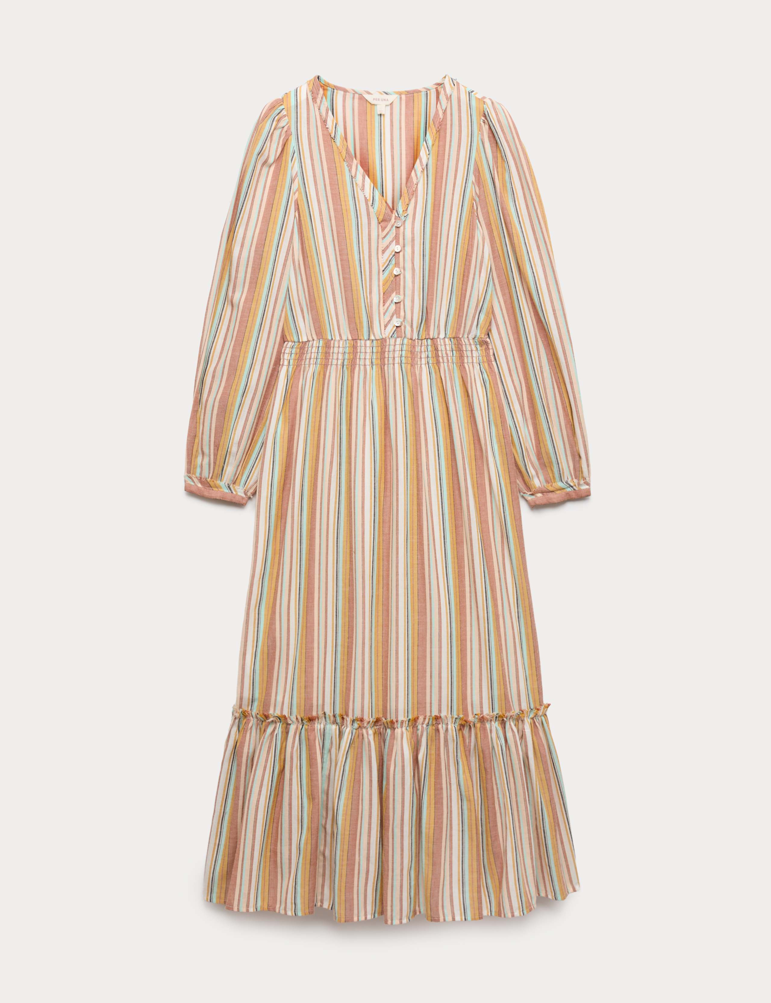 Pure Cotton Striped V-Neck Midaxi Dress 2 of 5