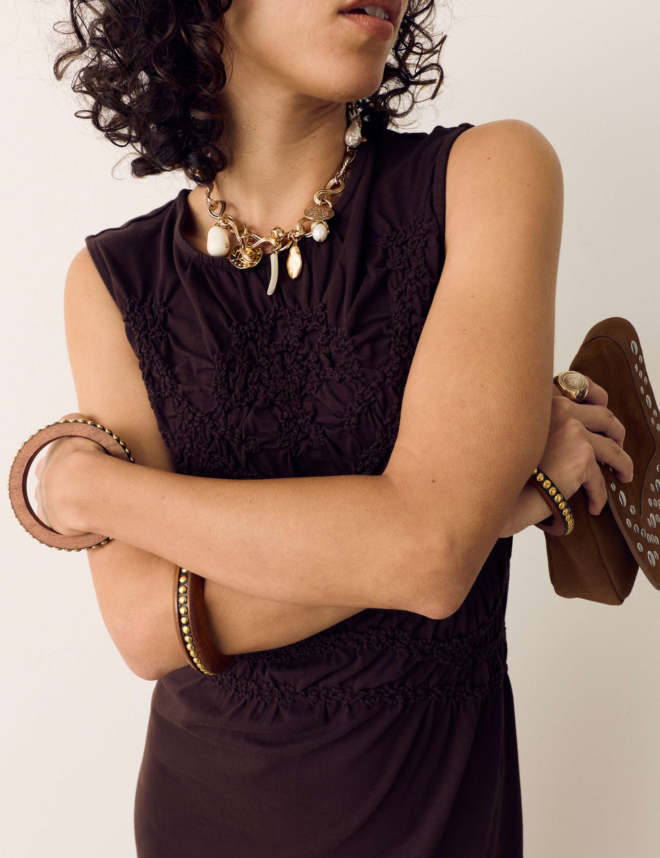 Pure Cotton Jersey Shirred Front Midi Dress 3 of 6