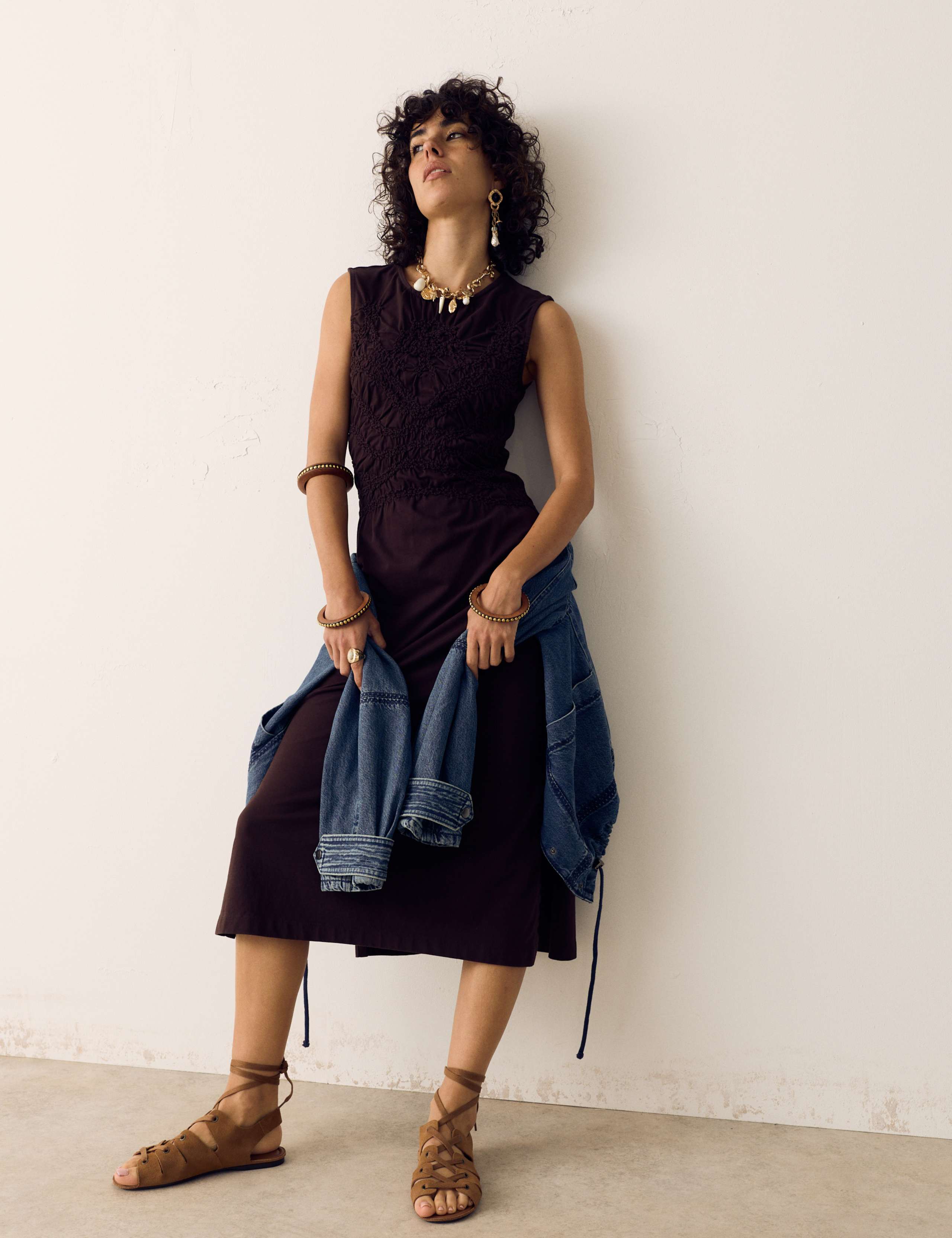 Pure Cotton Jersey Shirred Front Midi Dress 6 of 6