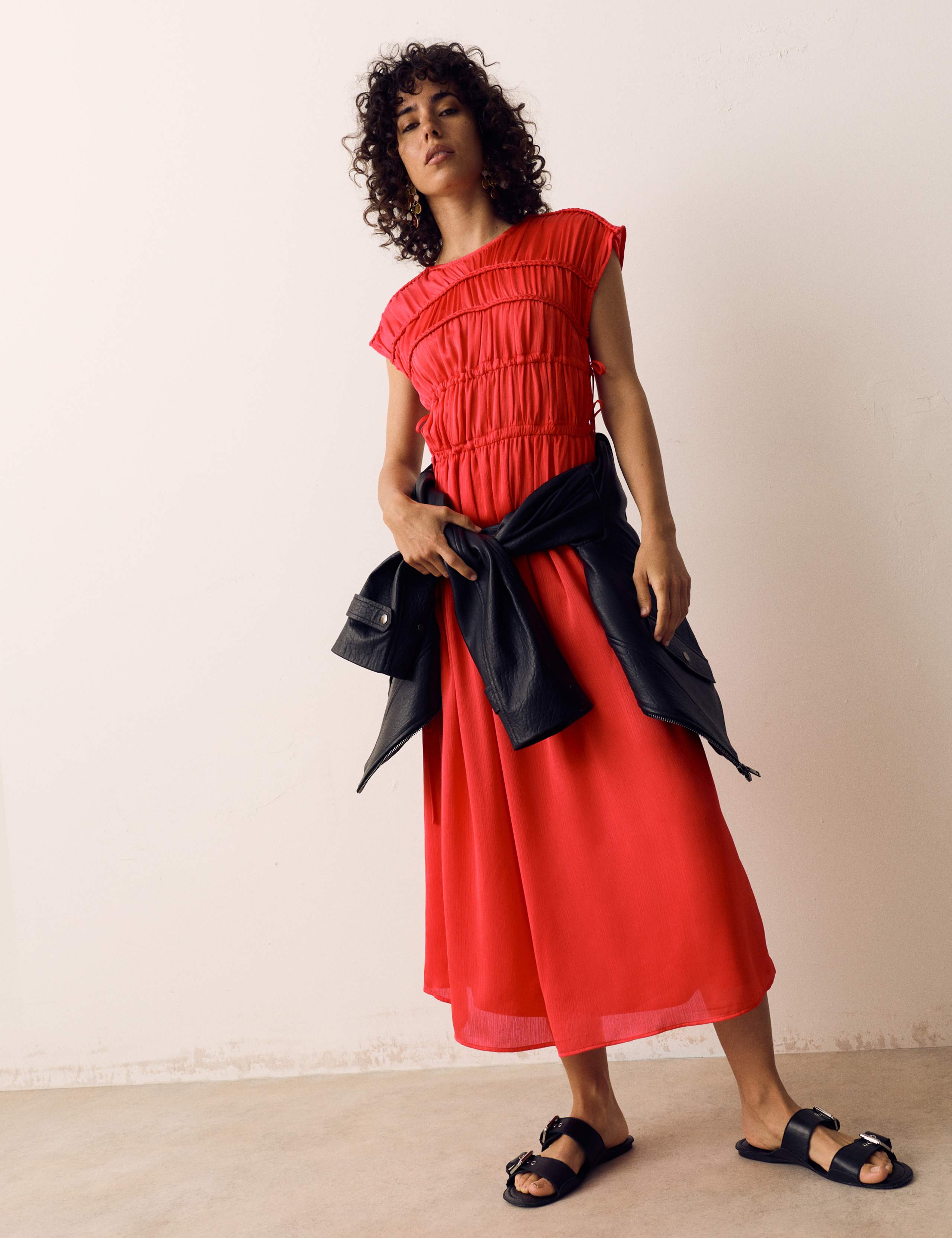 Satin Smock Detail Midaxi Dress 3 of 5