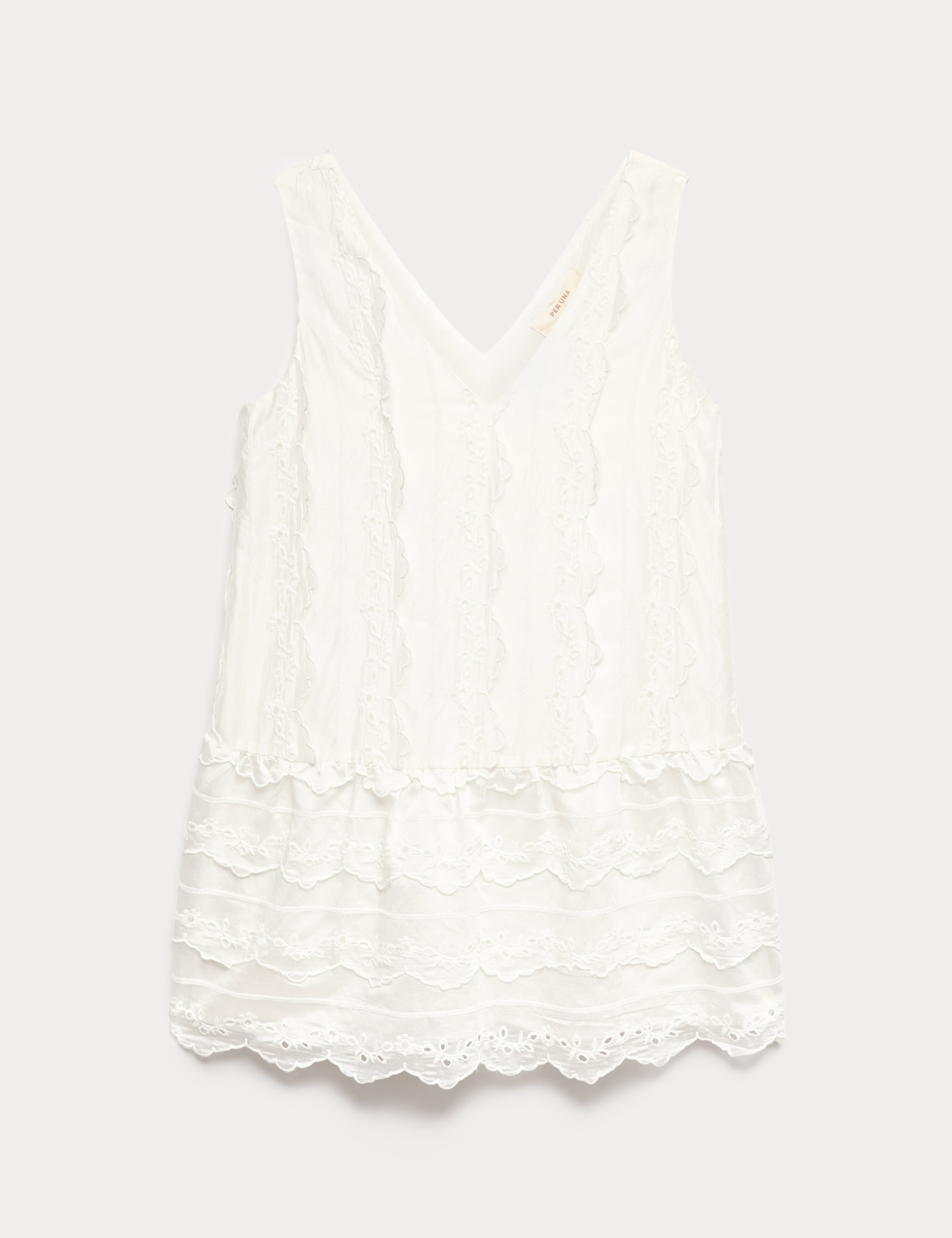 Lyocell Rich Broderie V-Neck Mini Smock Dress 2 of 7