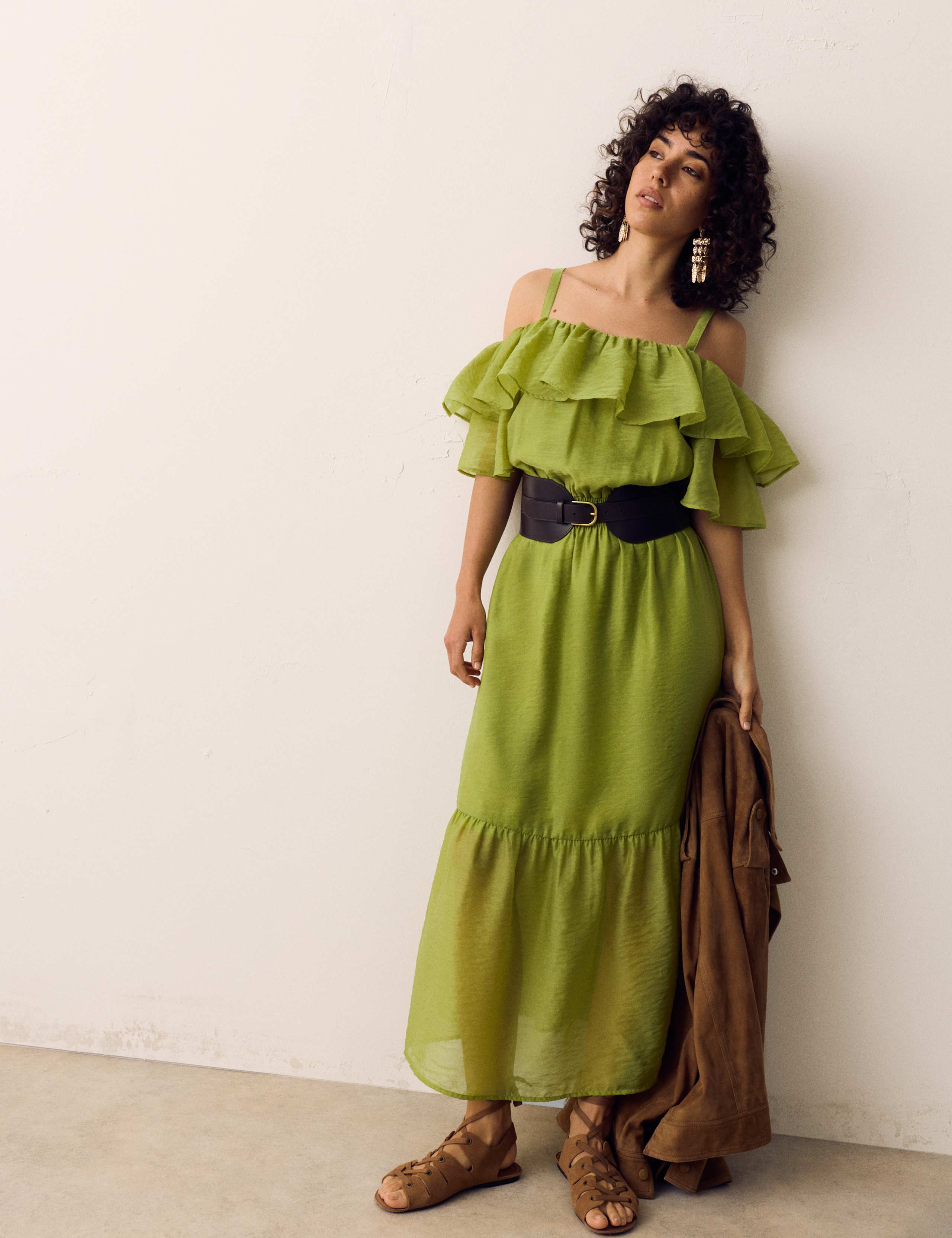 Frill Detail Strappy Midaxi Tiered Dress 1 of 6