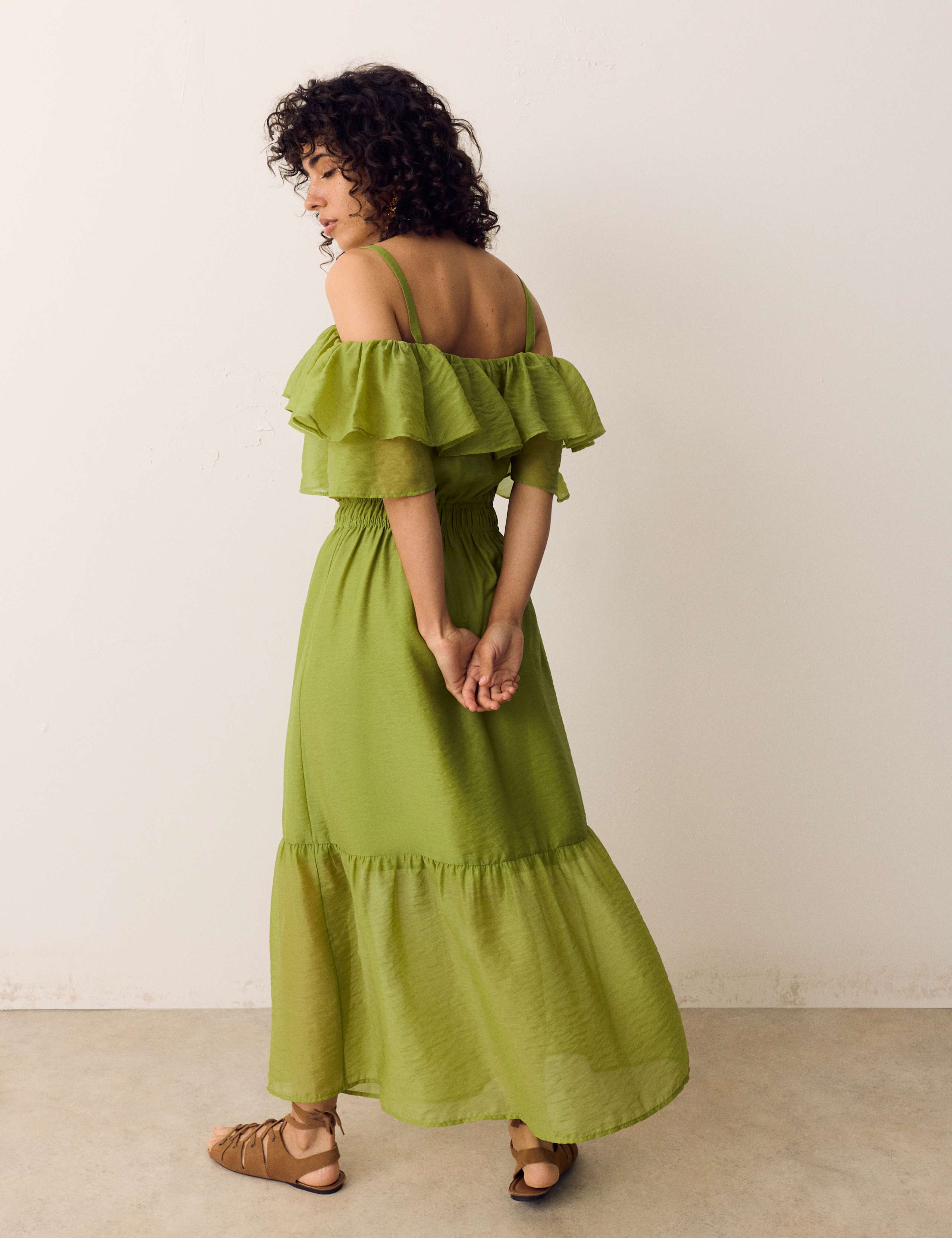 Frill Detail Strappy Midaxi Tiered Dress 4 of 6