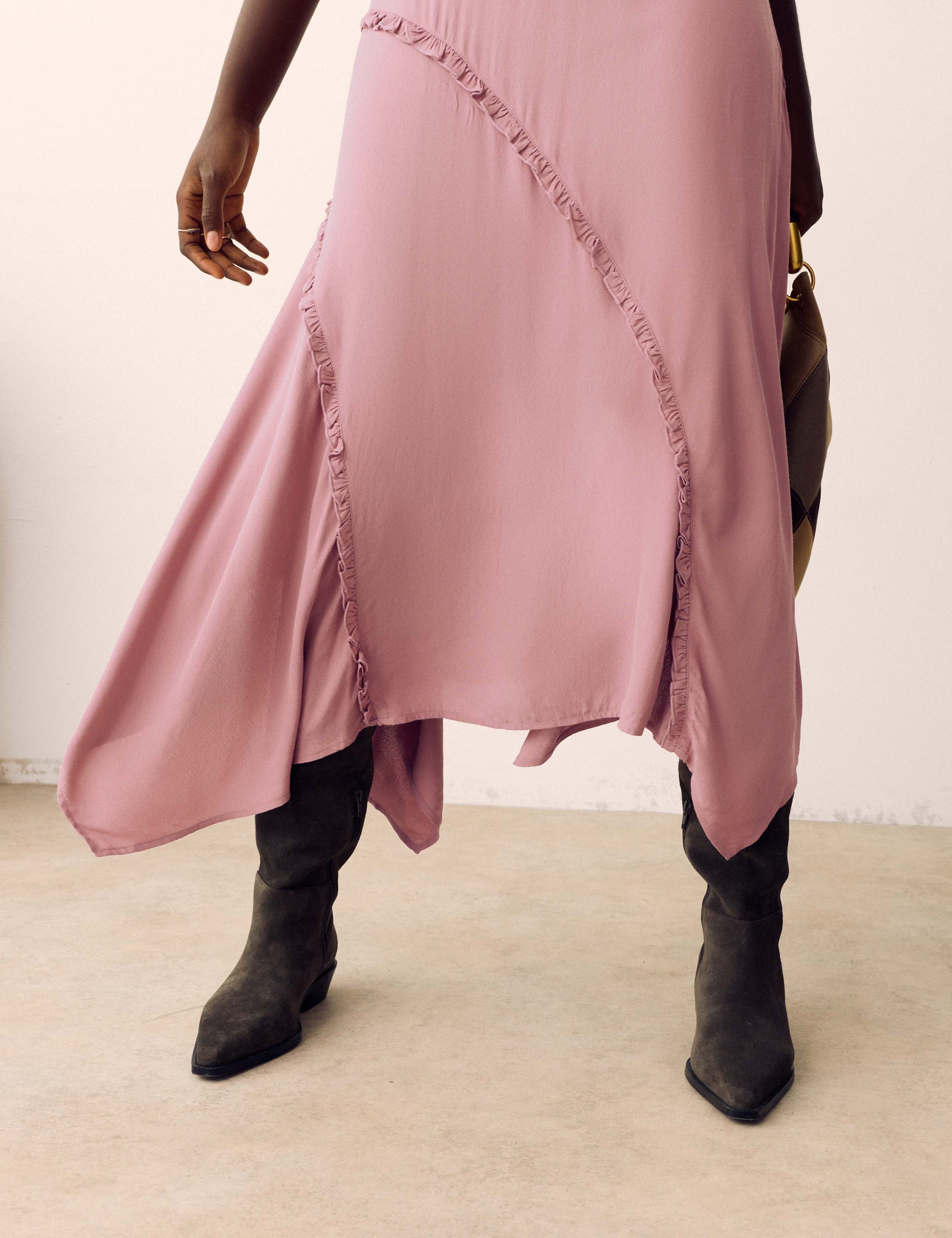 V-Neck Ruffle Detail Maxi Waisted Dress 5 of 7