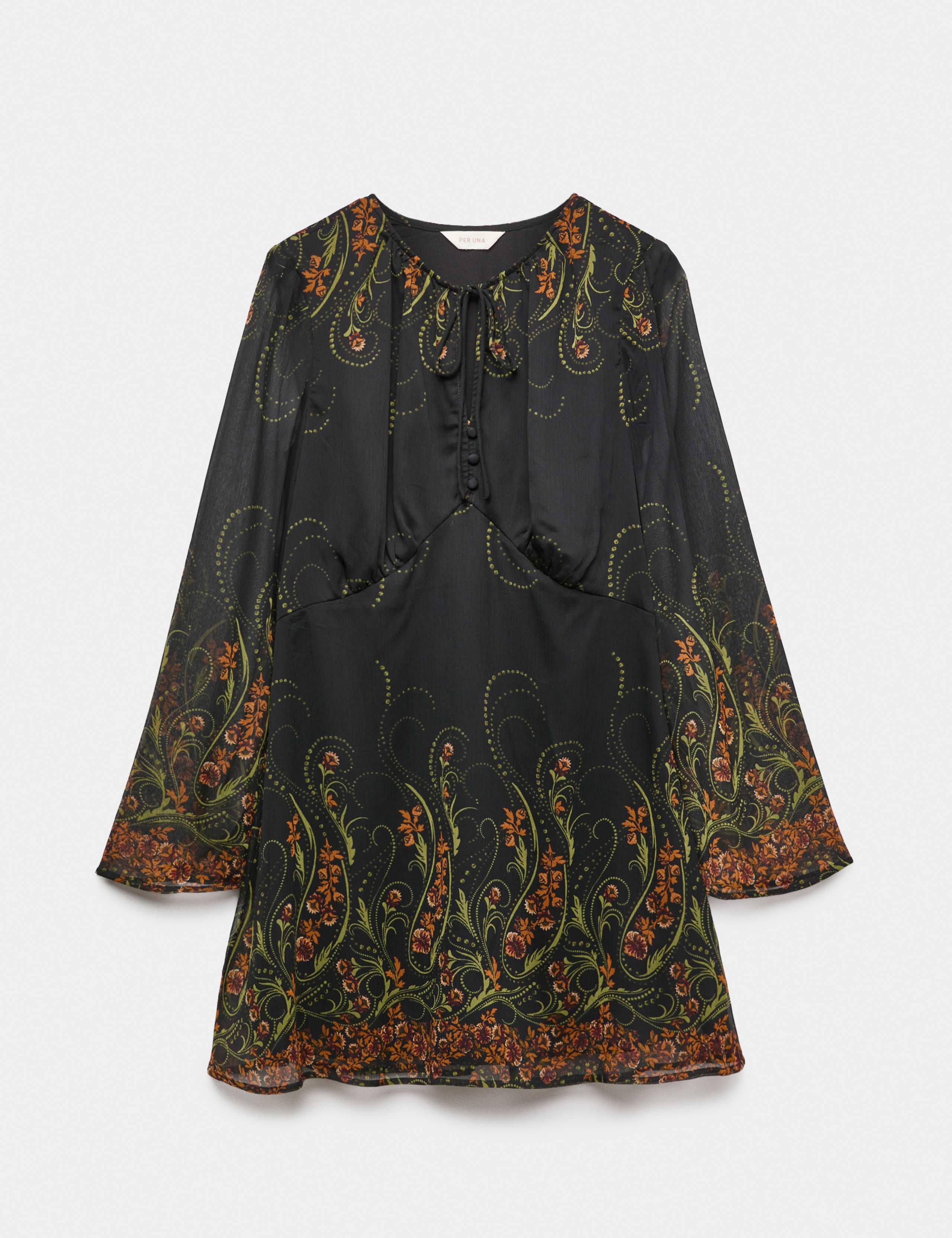 Floral Print Tie Detail Mini Smock Dress 2 of 5