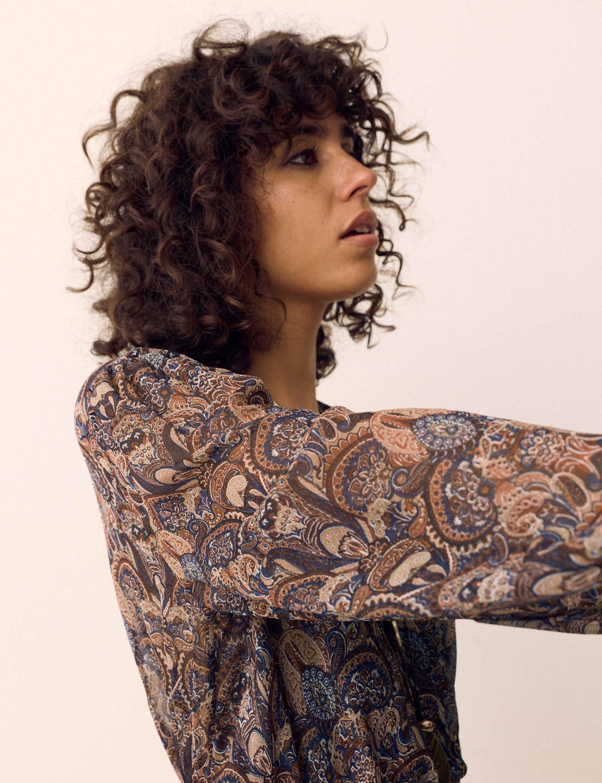 Paisley Floral V Neck Mini Waisted Dress 3 of 7