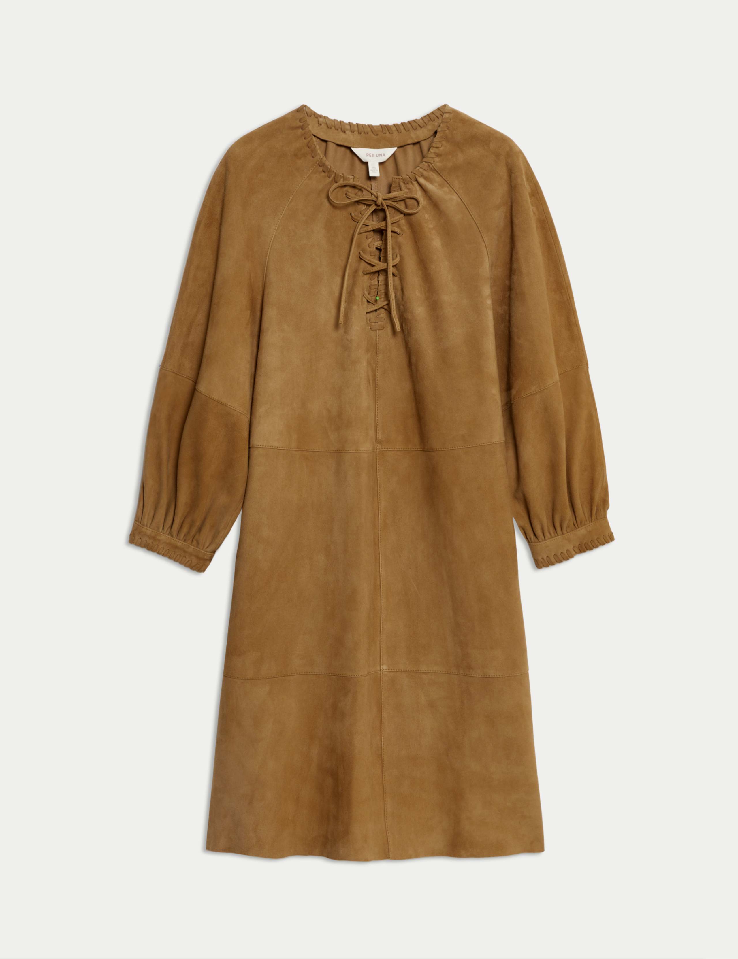 Suede Tie Detail Mini Shift Dress 2 of 5
