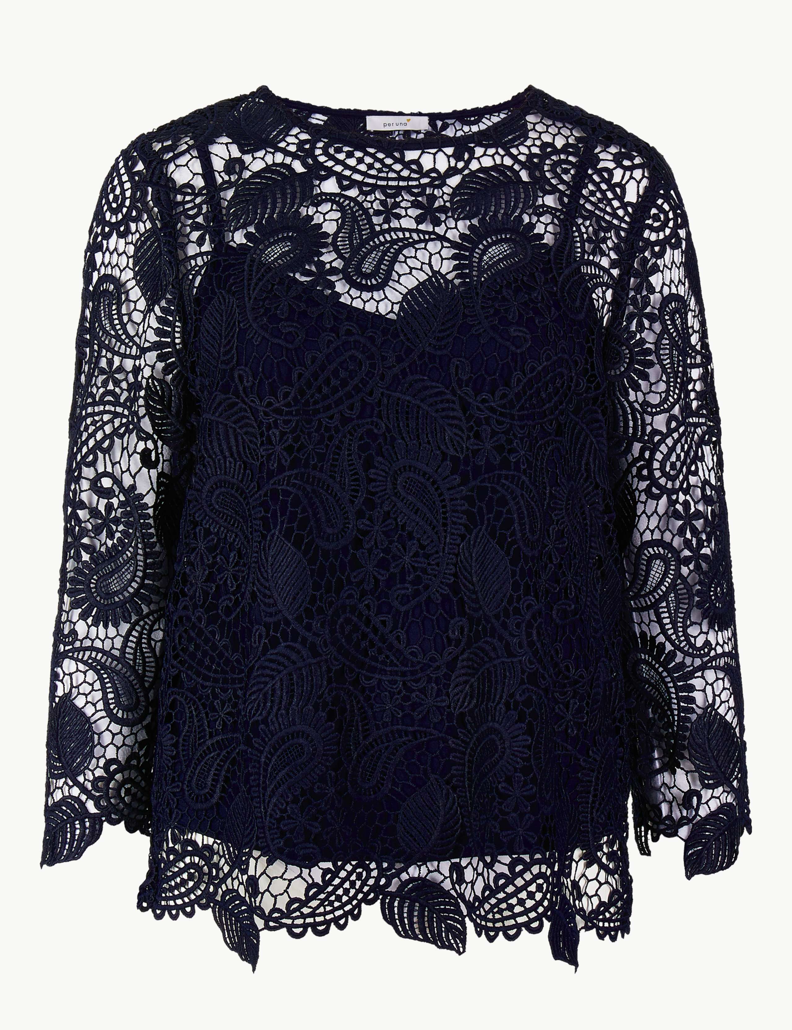 Lace Round Neck 3/4 Sleeve Blouse 2 of 5
