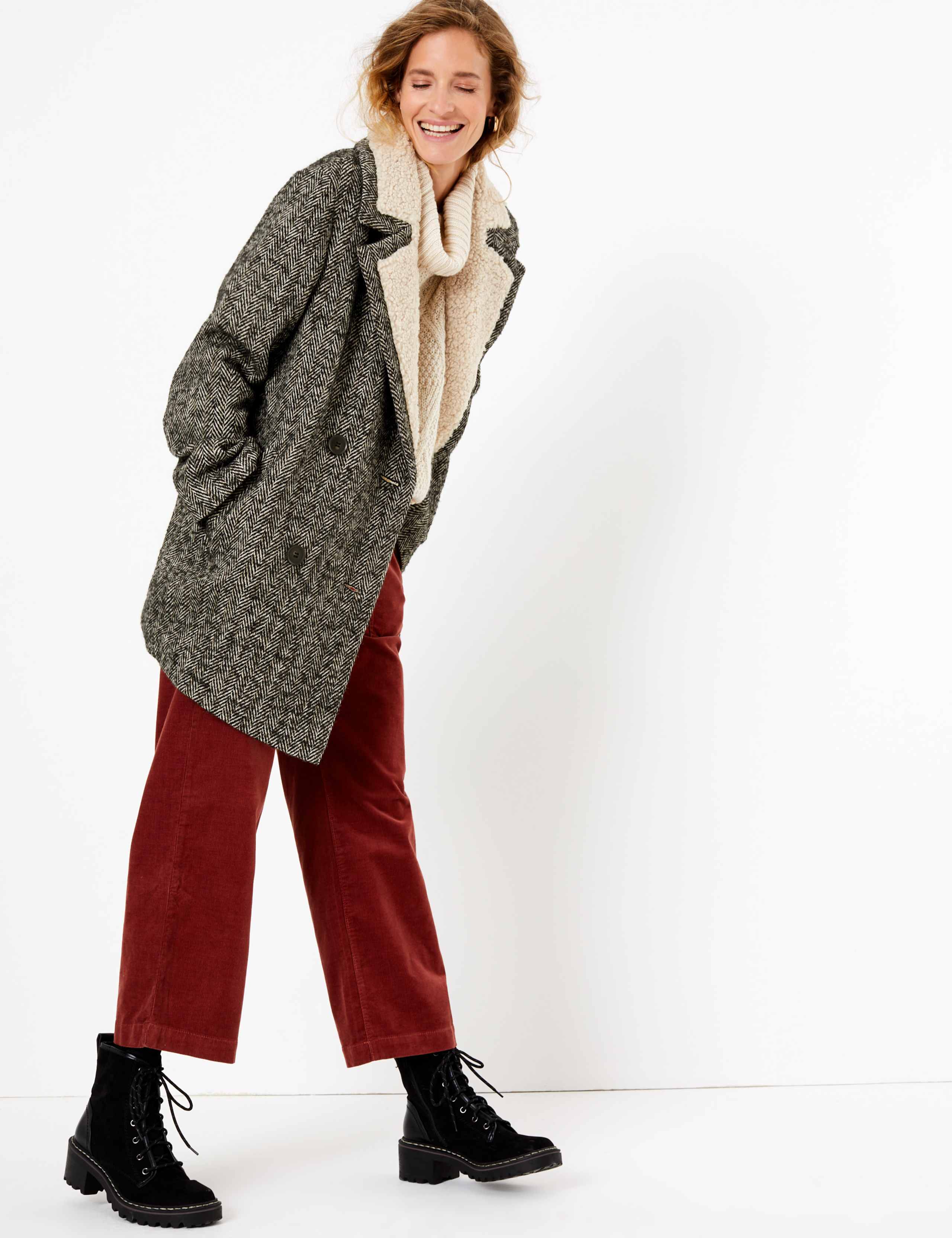 Herringbone Boucle Double Breasted Coat 4 of 6