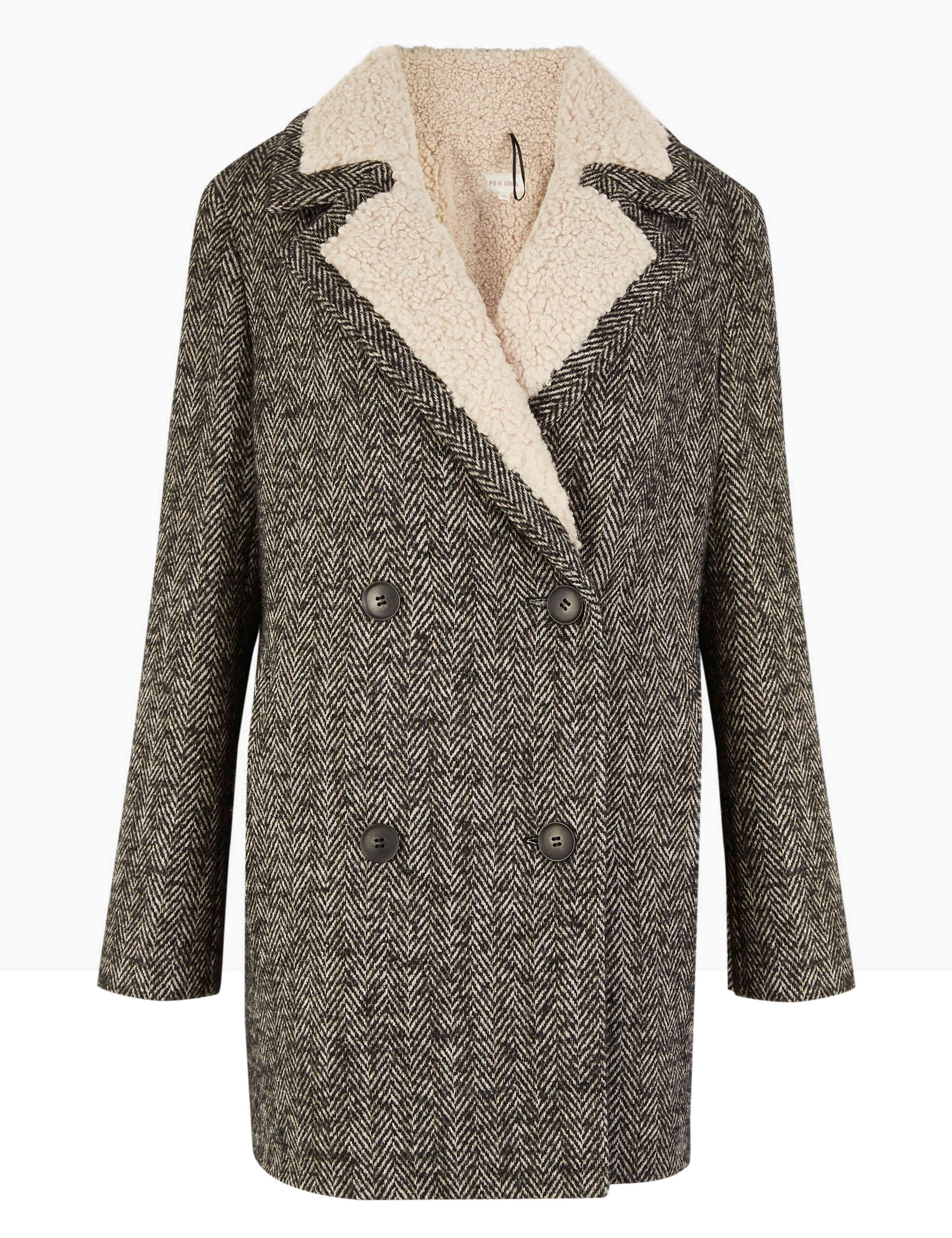 Herringbone Boucle Double Breasted Coat 2 of 6