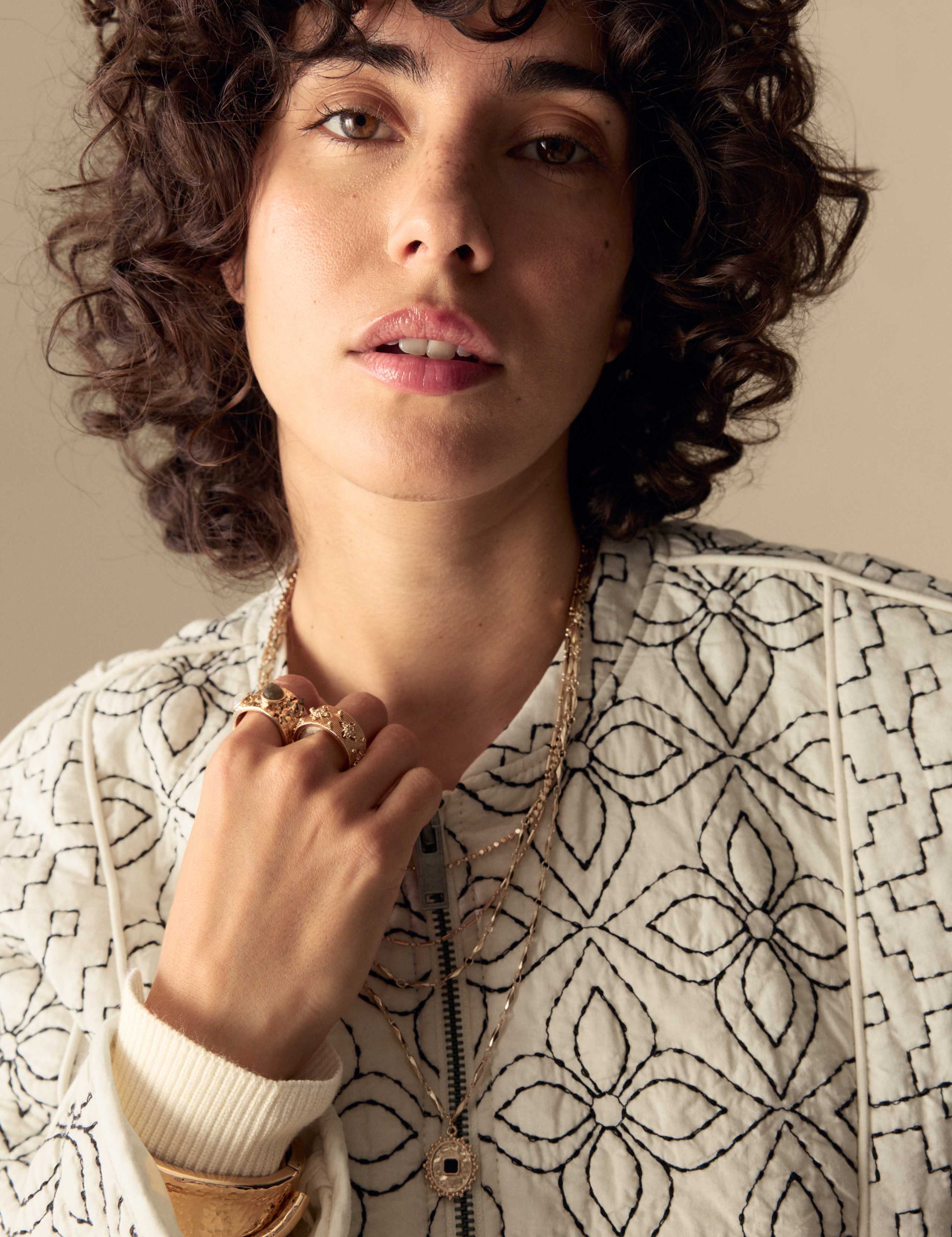 Pure Cotton Embroidered Quilted Jacket 1 of 6