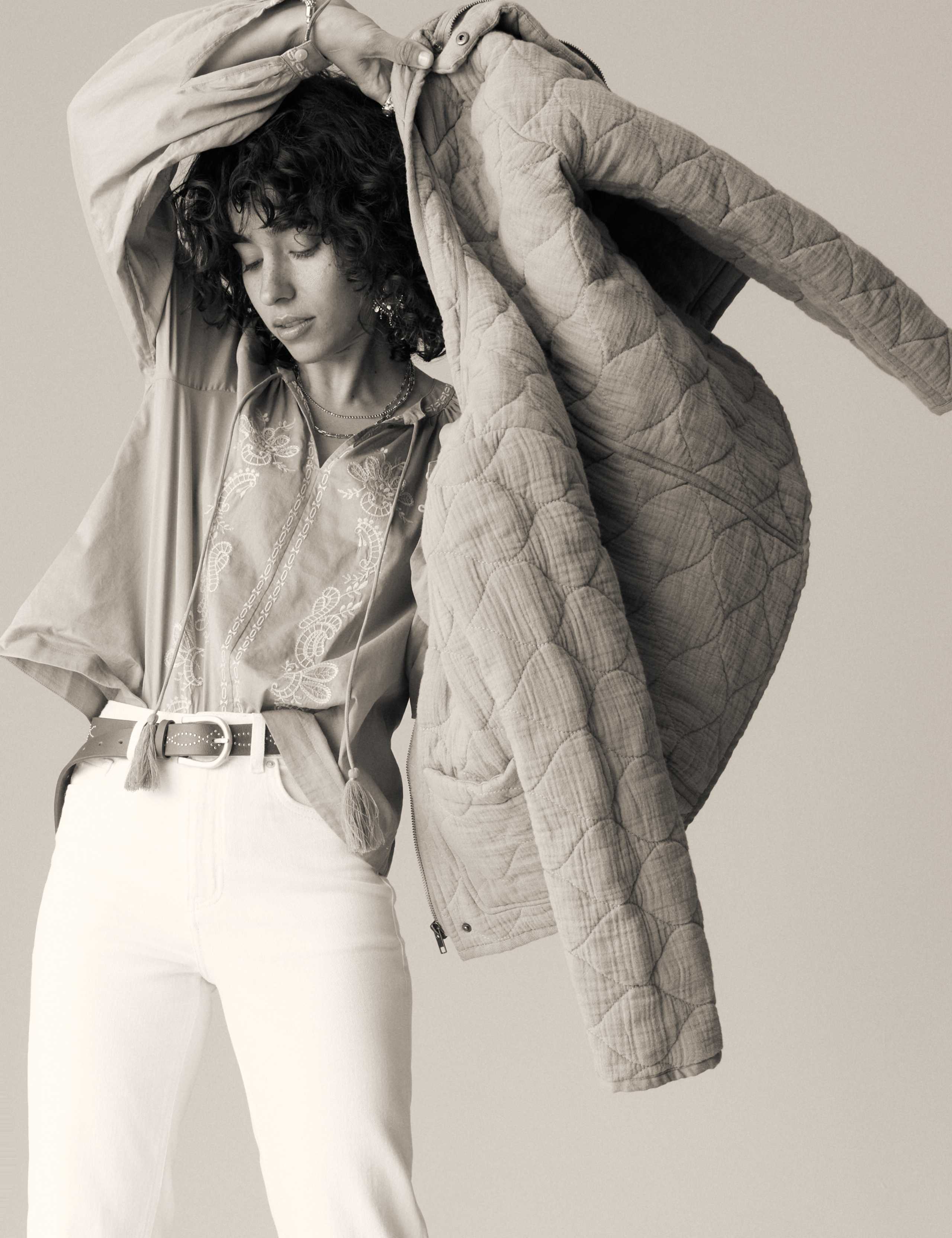 Pure Cotton Quilted Collared Utility Jacket 5 of 7