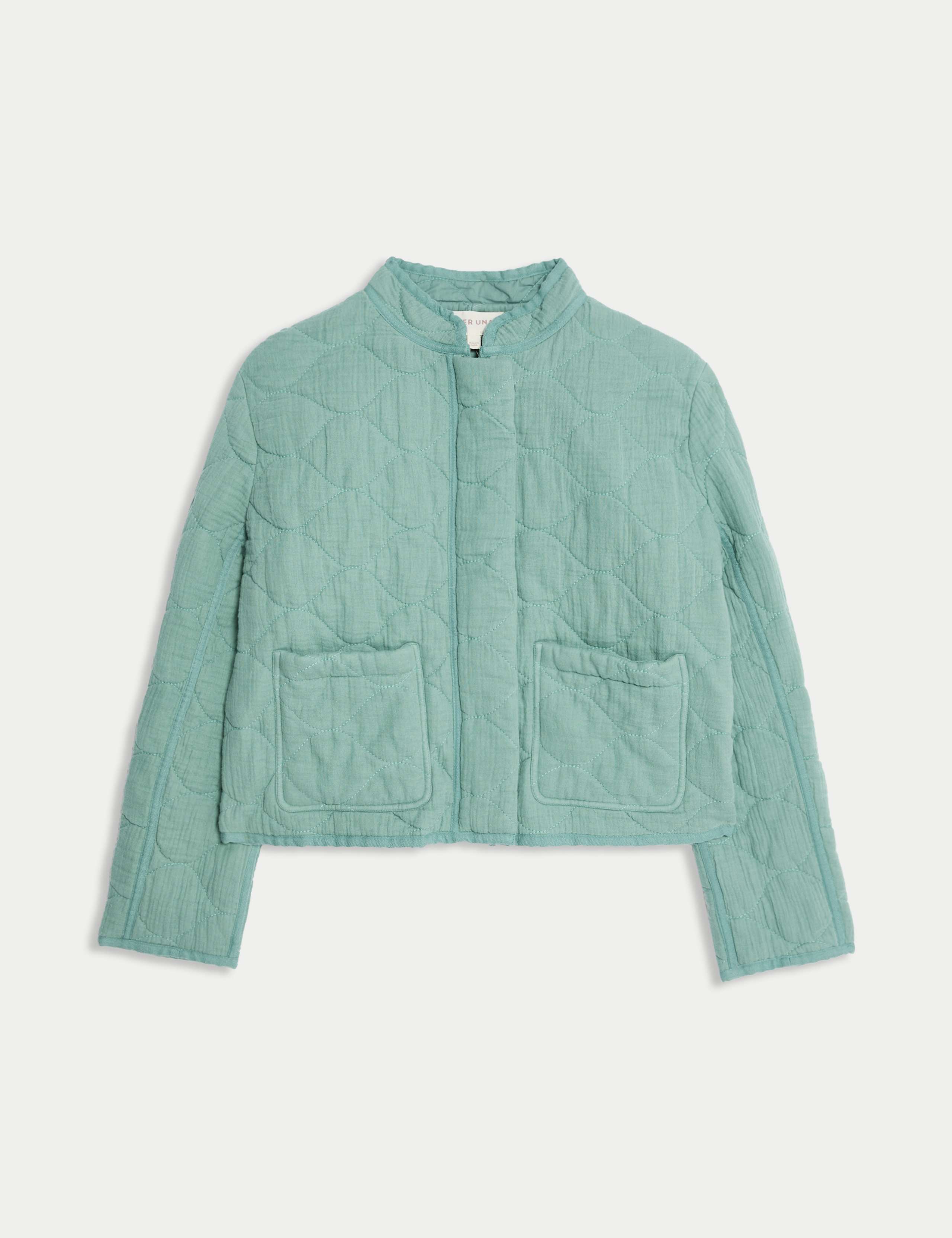 Pure Cotton Quilted Collared Utility Jacket 2 of 7