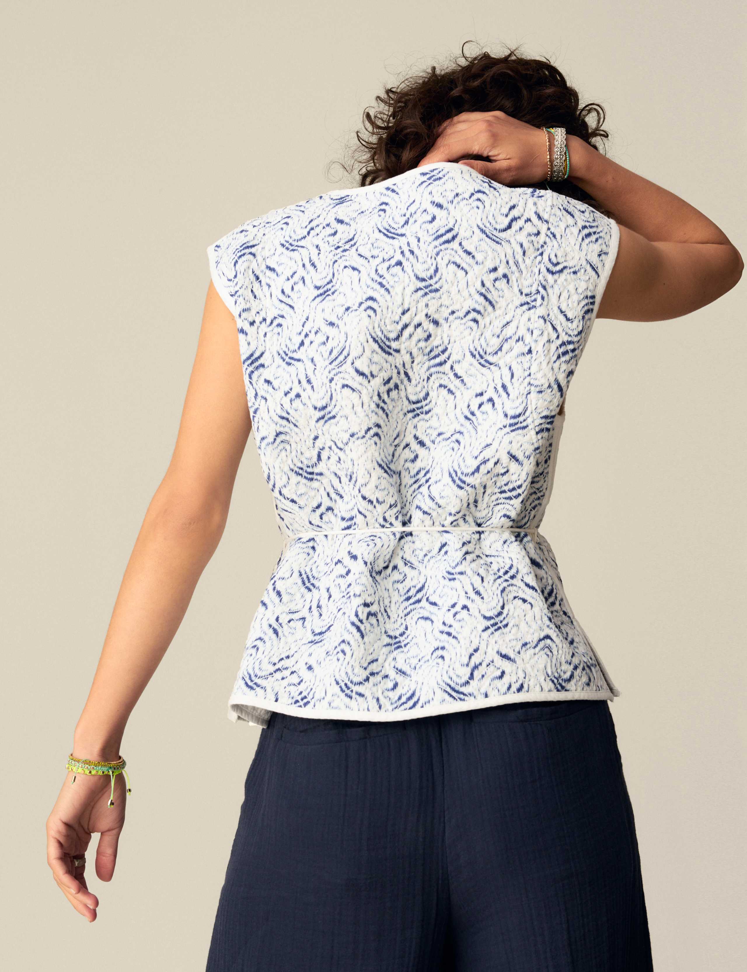 Pure Cotton Printed Quilted Reversible Gilet 6 of 6