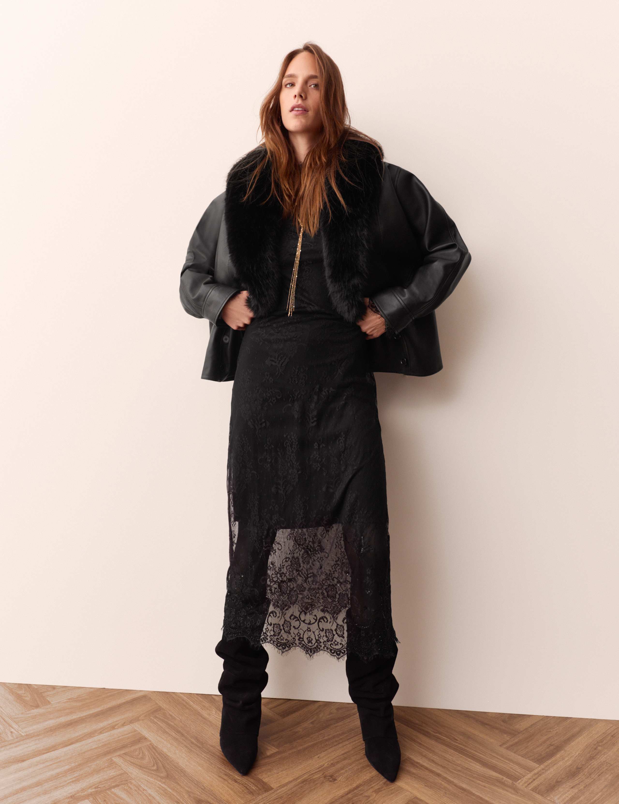 Faux Fur Collar Leather Jacket 5 of 6