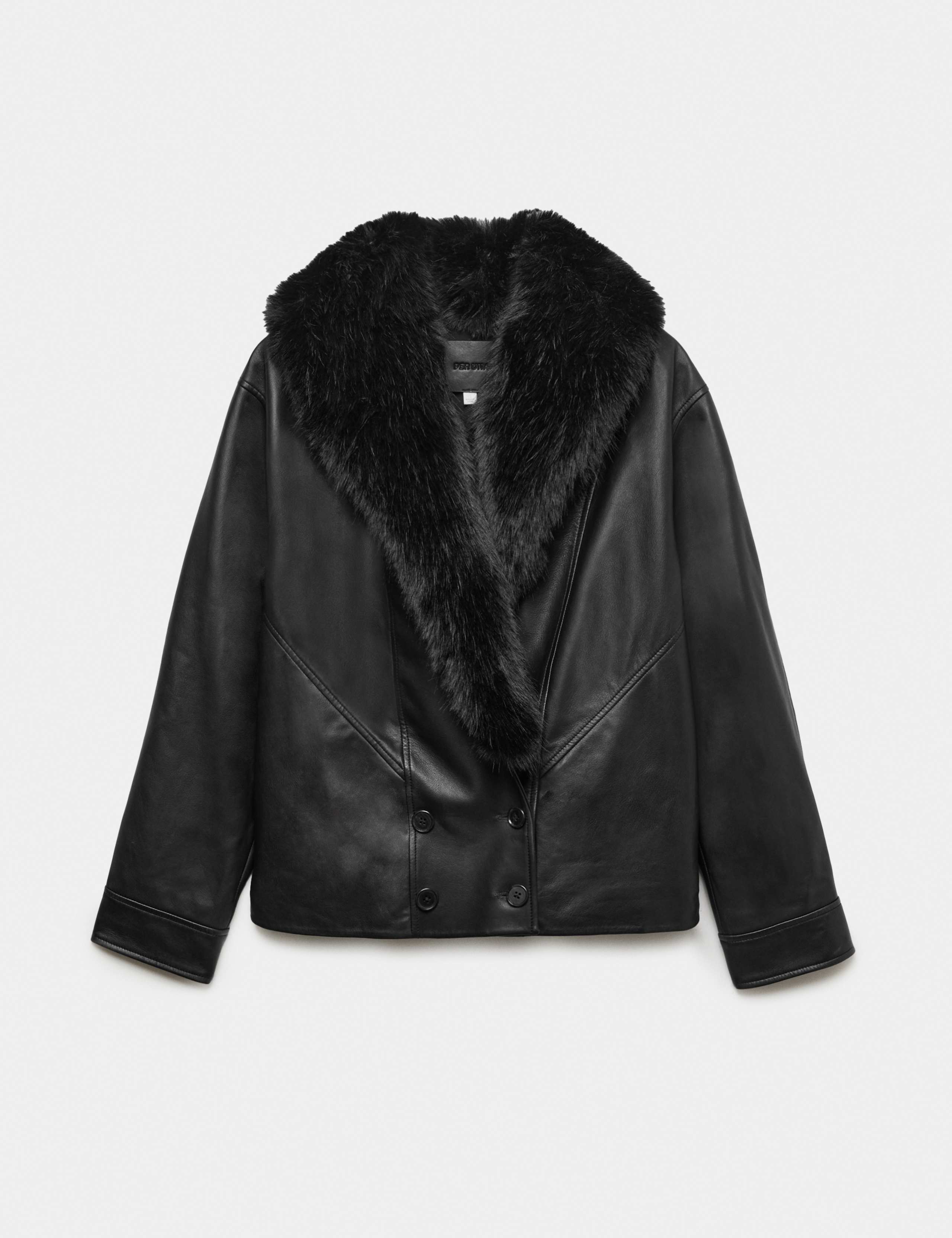 Faux Fur Collar Leather Jacket 2 of 6