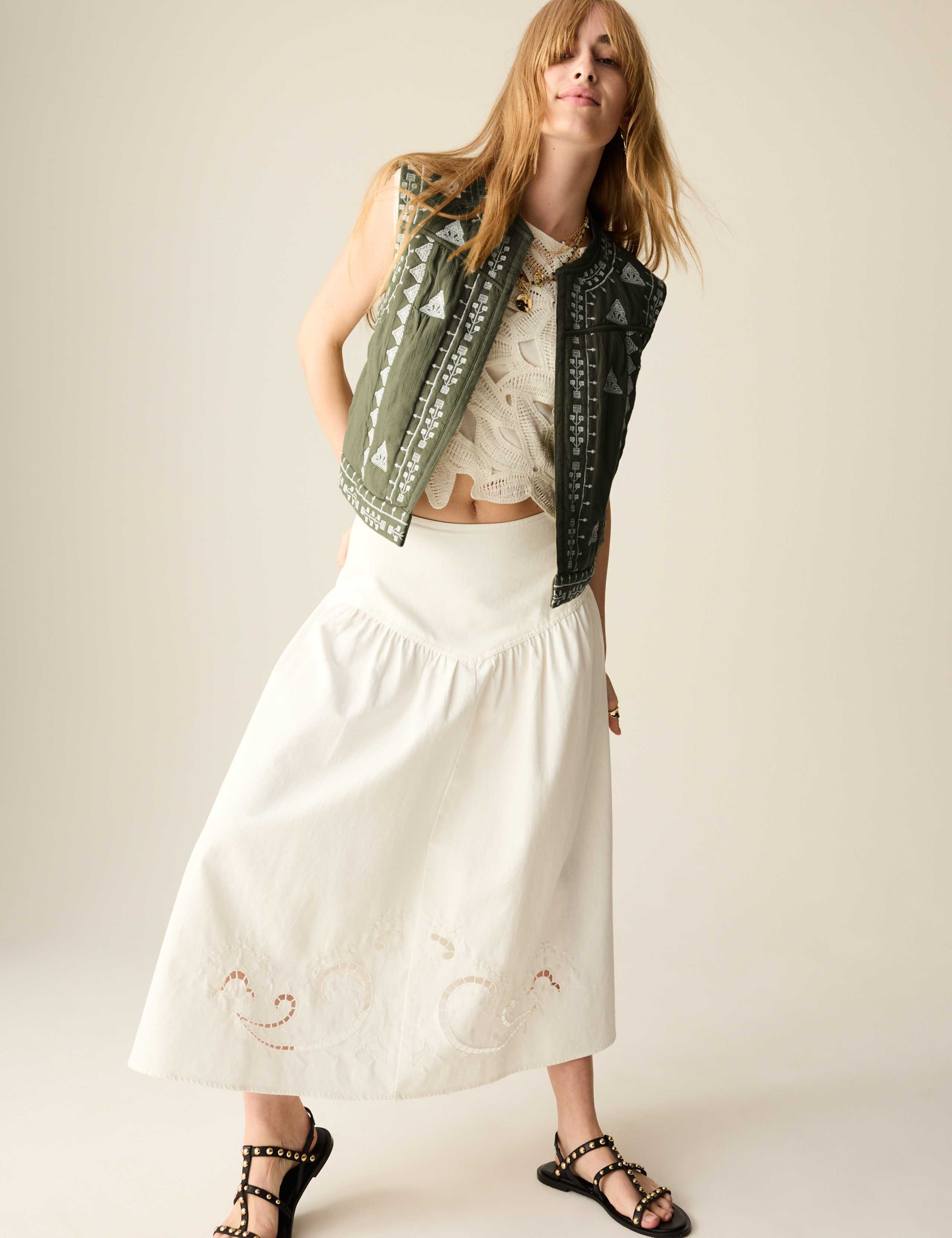 Pure Cotton Embroidered Gilet 4 of 7
