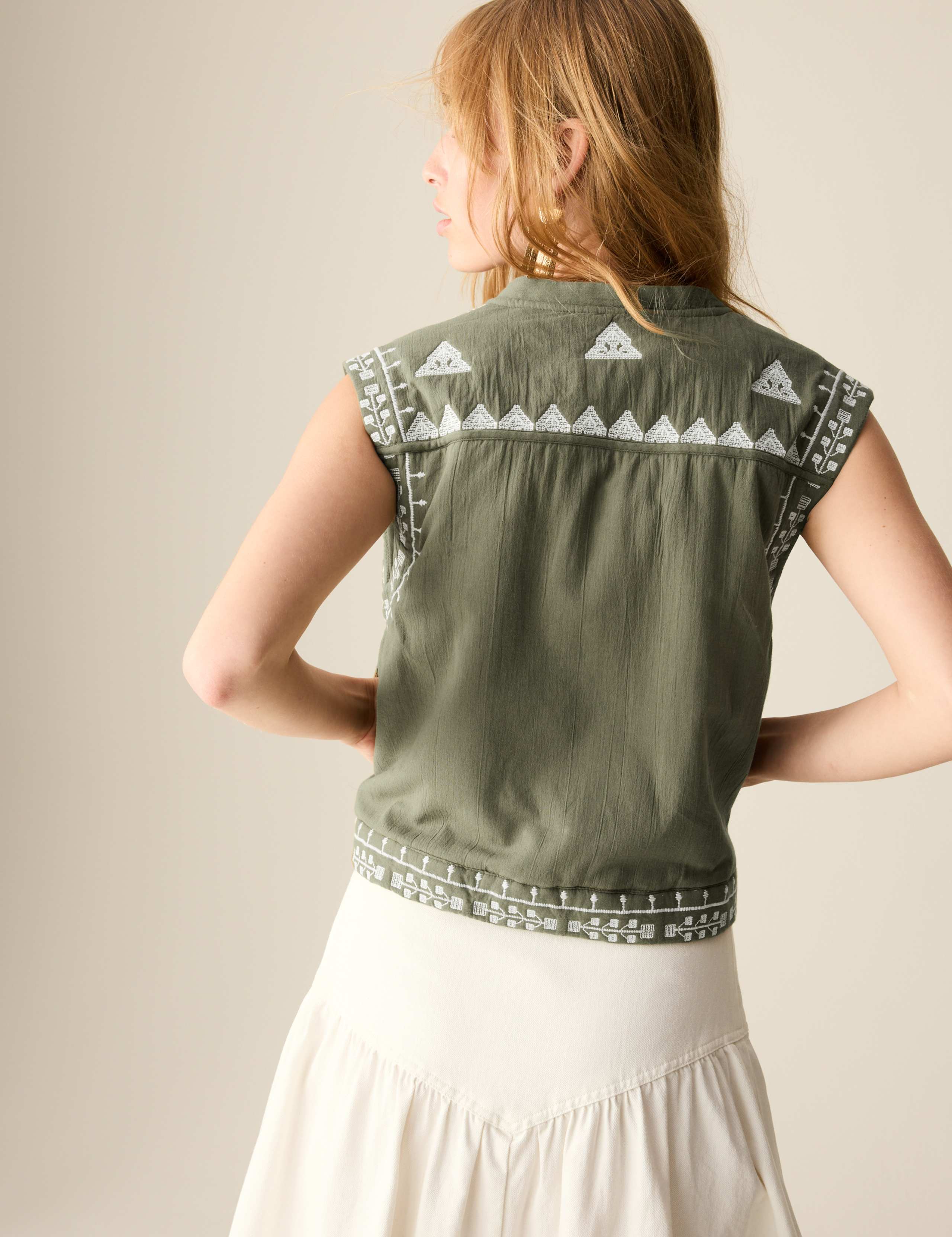 Pure Cotton Embroidered Gilet 5 of 7