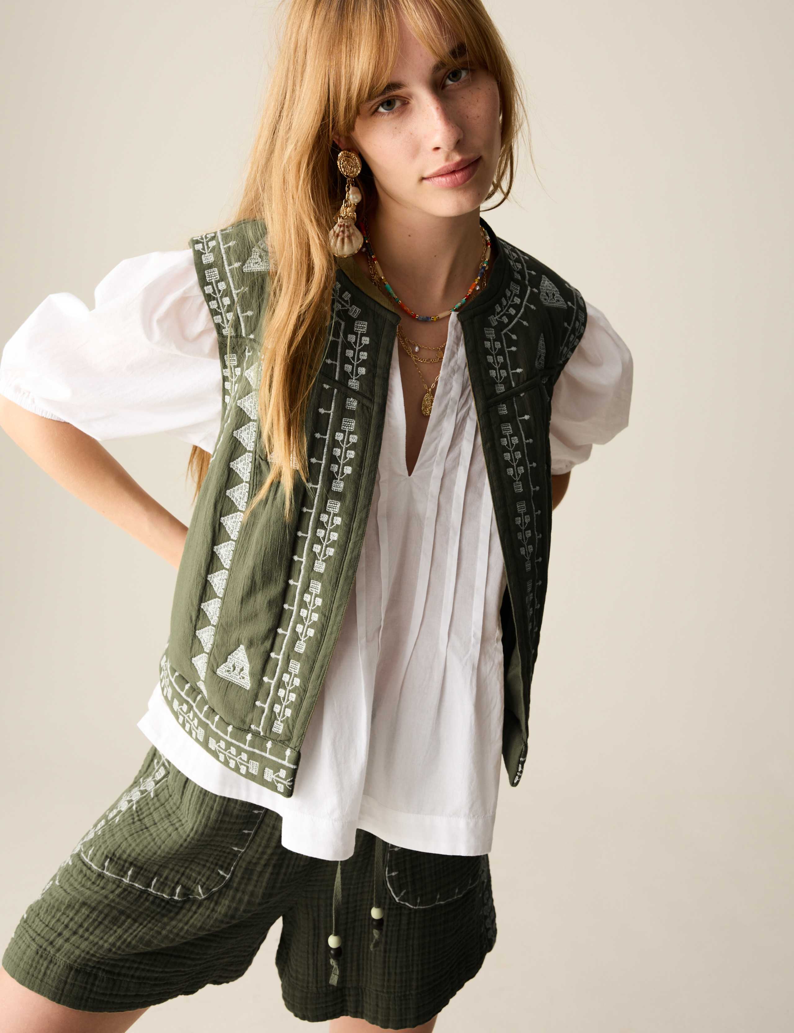 Pure Cotton Embroidered Gilet 7 of 7