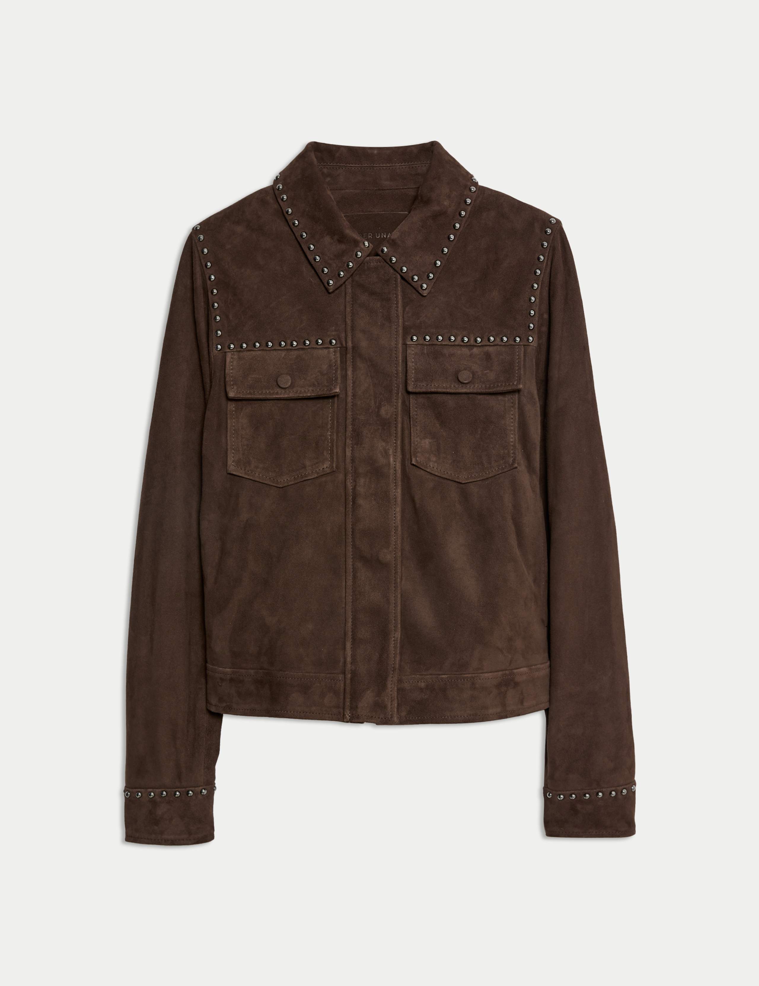 Suede Studded Collared Utility Jacket 2 of 7