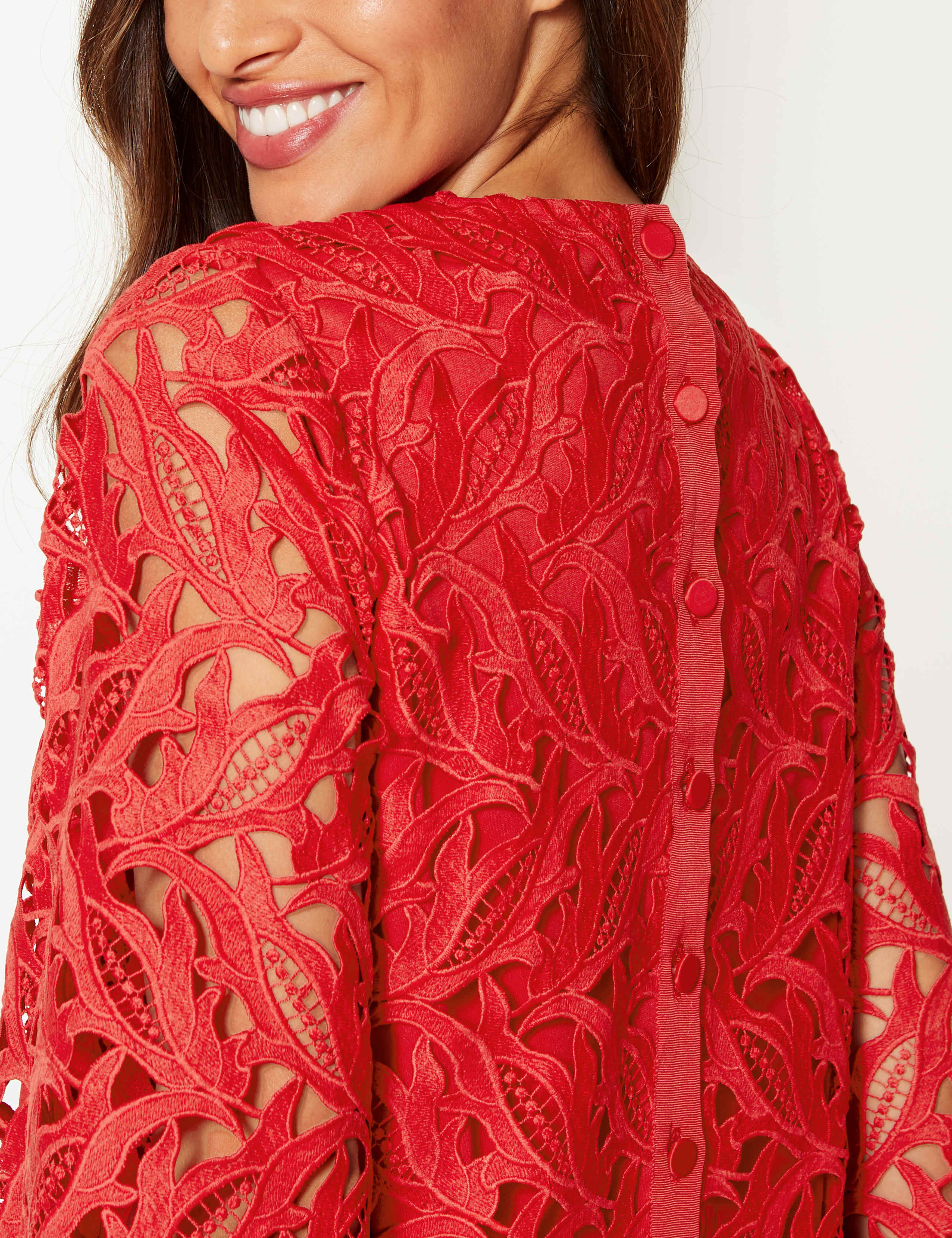 Lace Round Neck 3/4 Sleeve Blouse 3 of 4