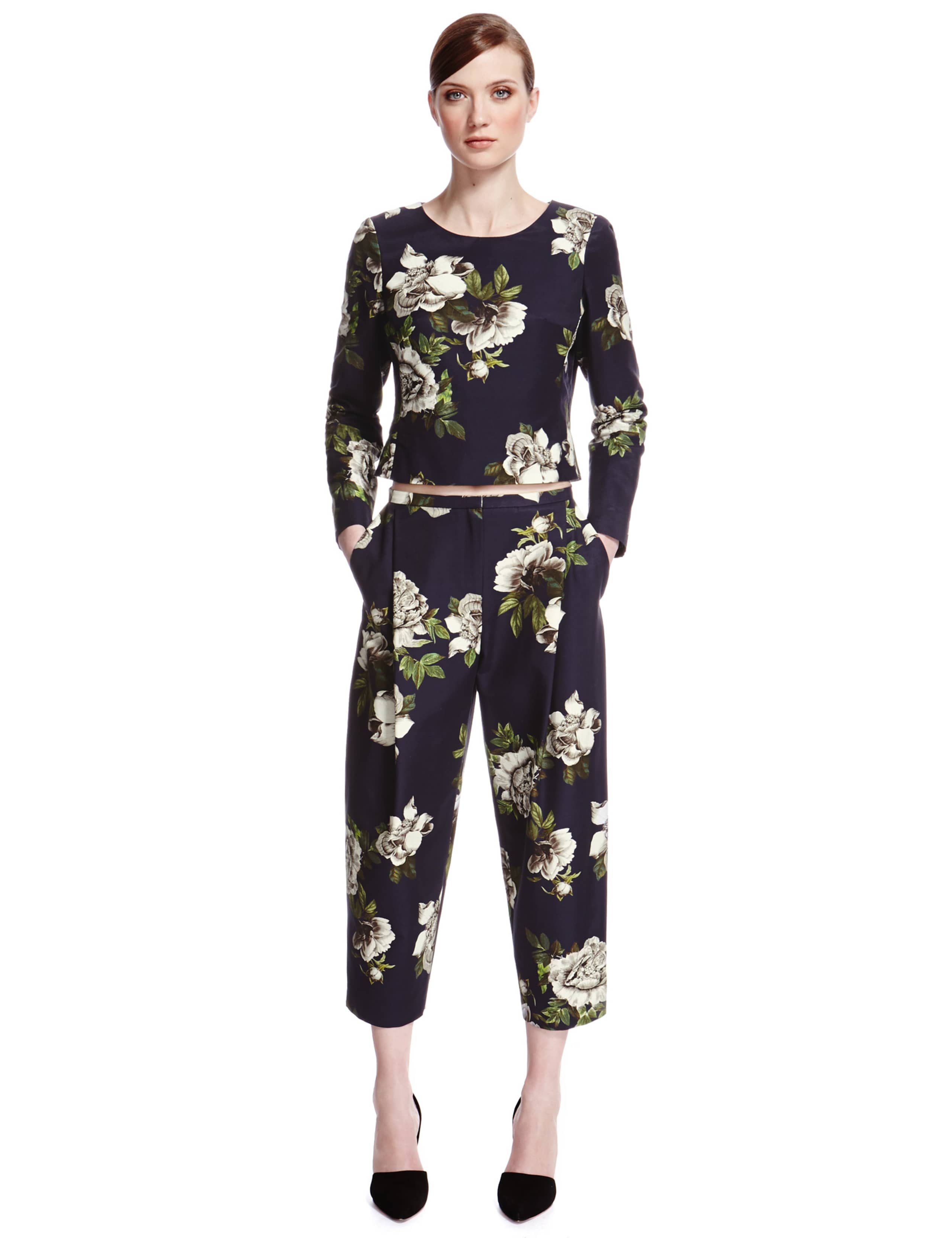 Luxury Cotton Rich Floral Cropped Trousers 5 of 6