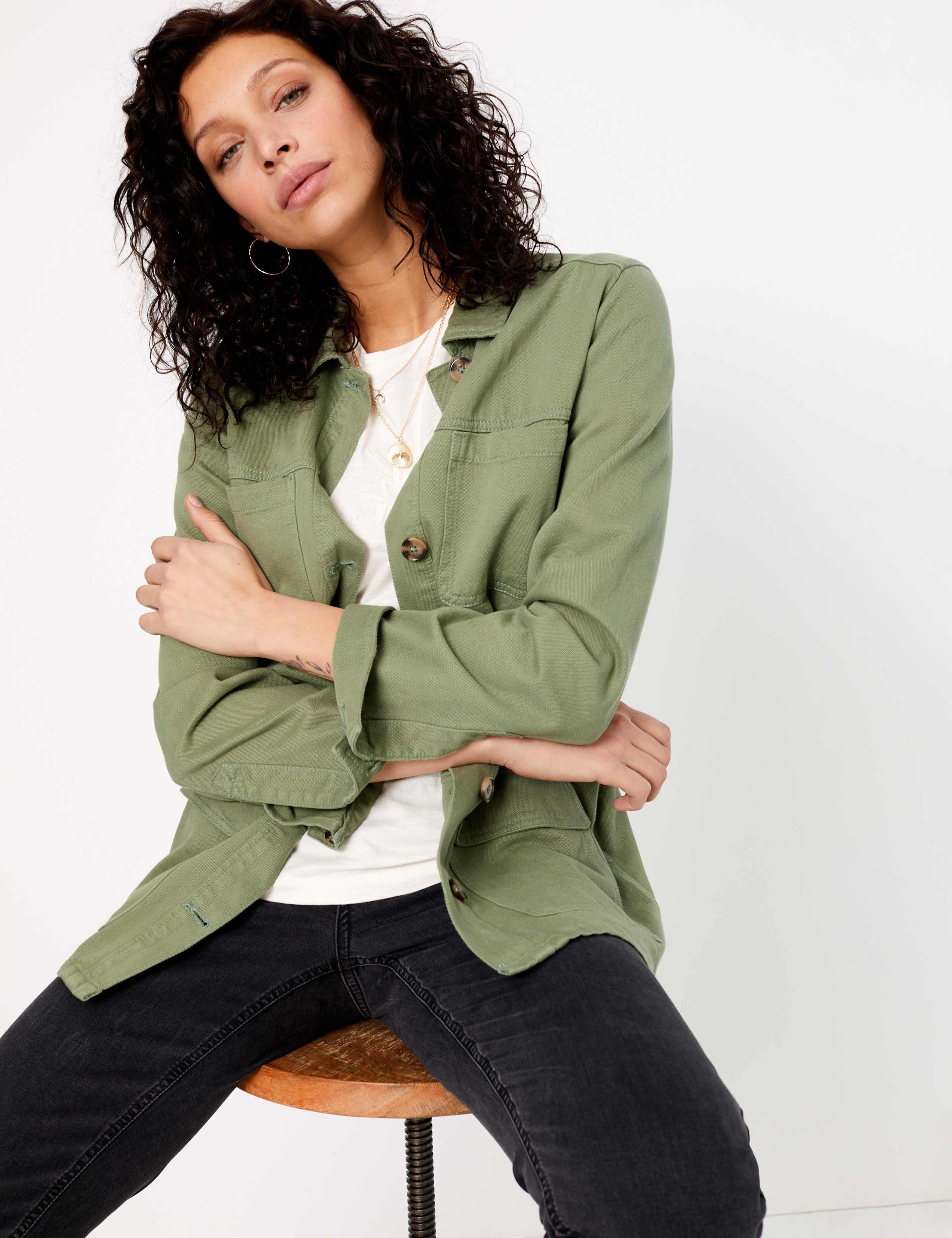 Cotton Rich Tie Waisted Utility Jacket 1 of 4