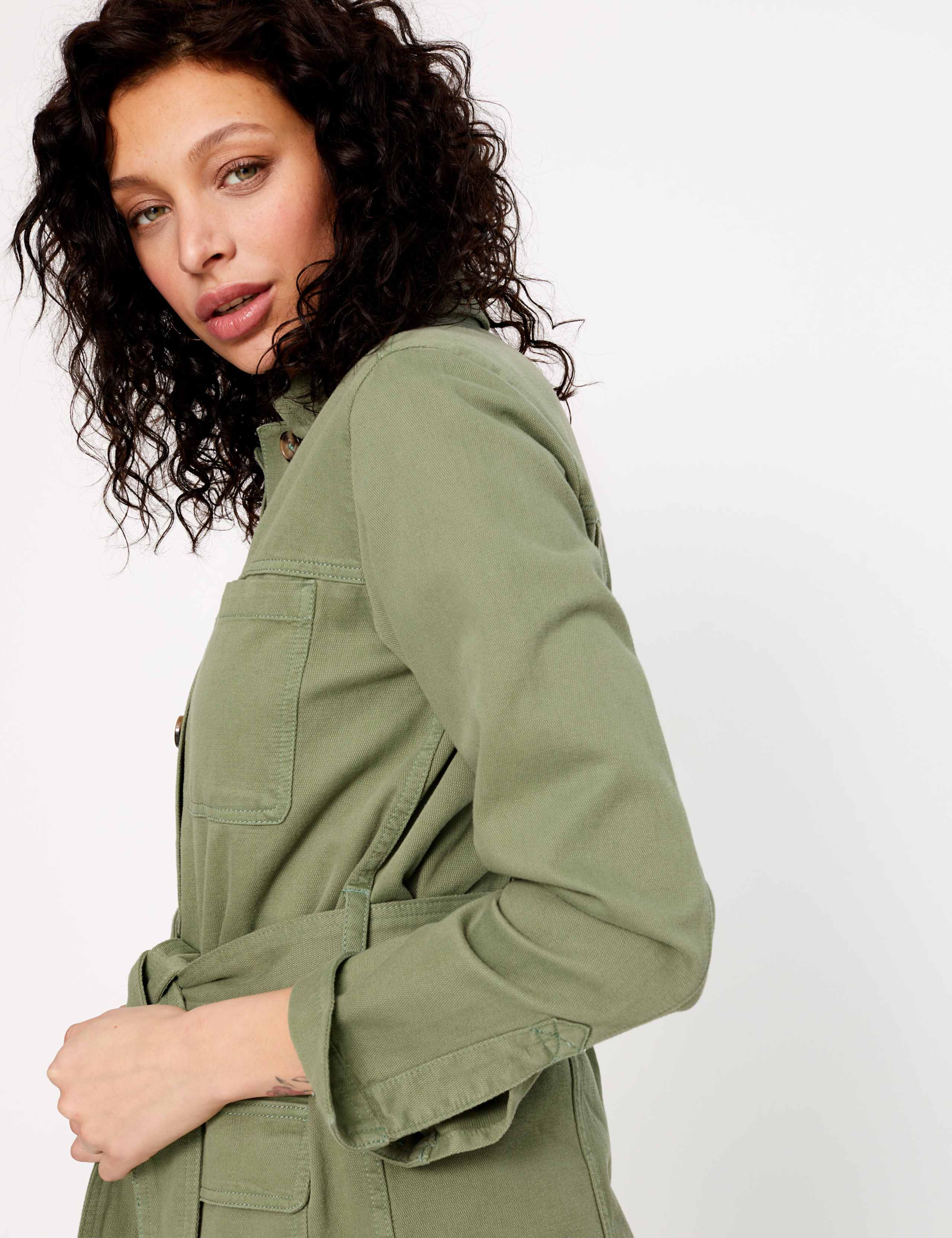 Cotton Rich Tie Waisted Utility Jacket 3 of 4