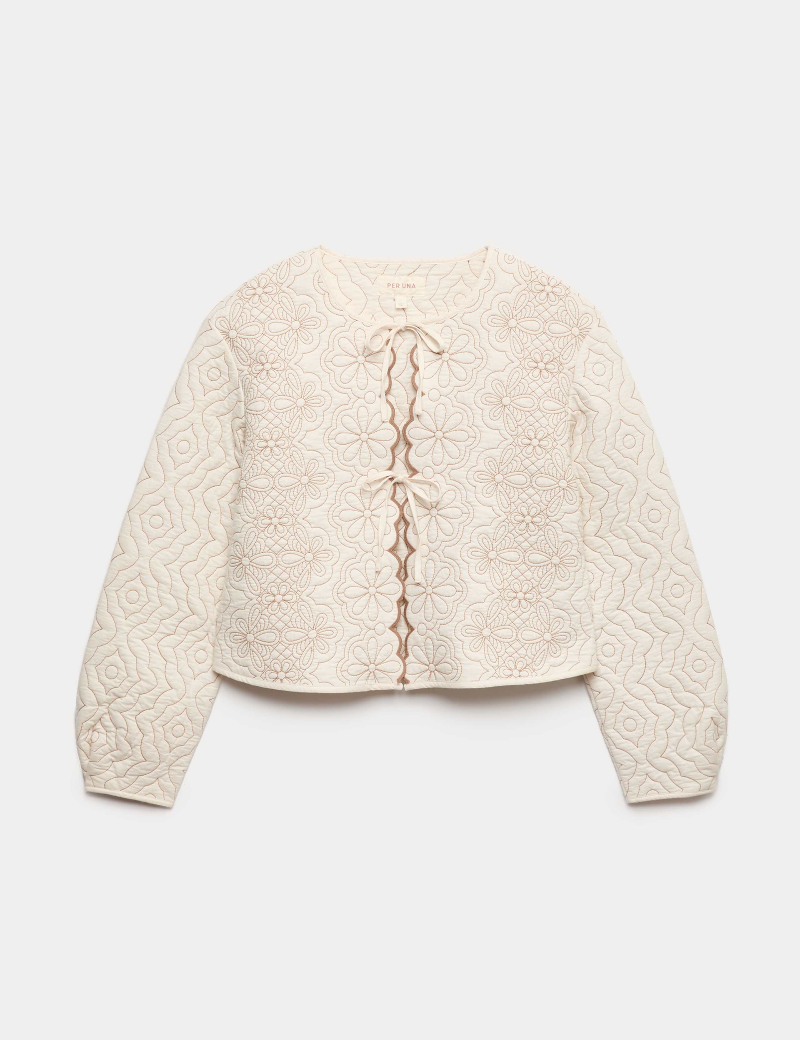 Scallop Tie Front Quilted Jacket 2 of 7