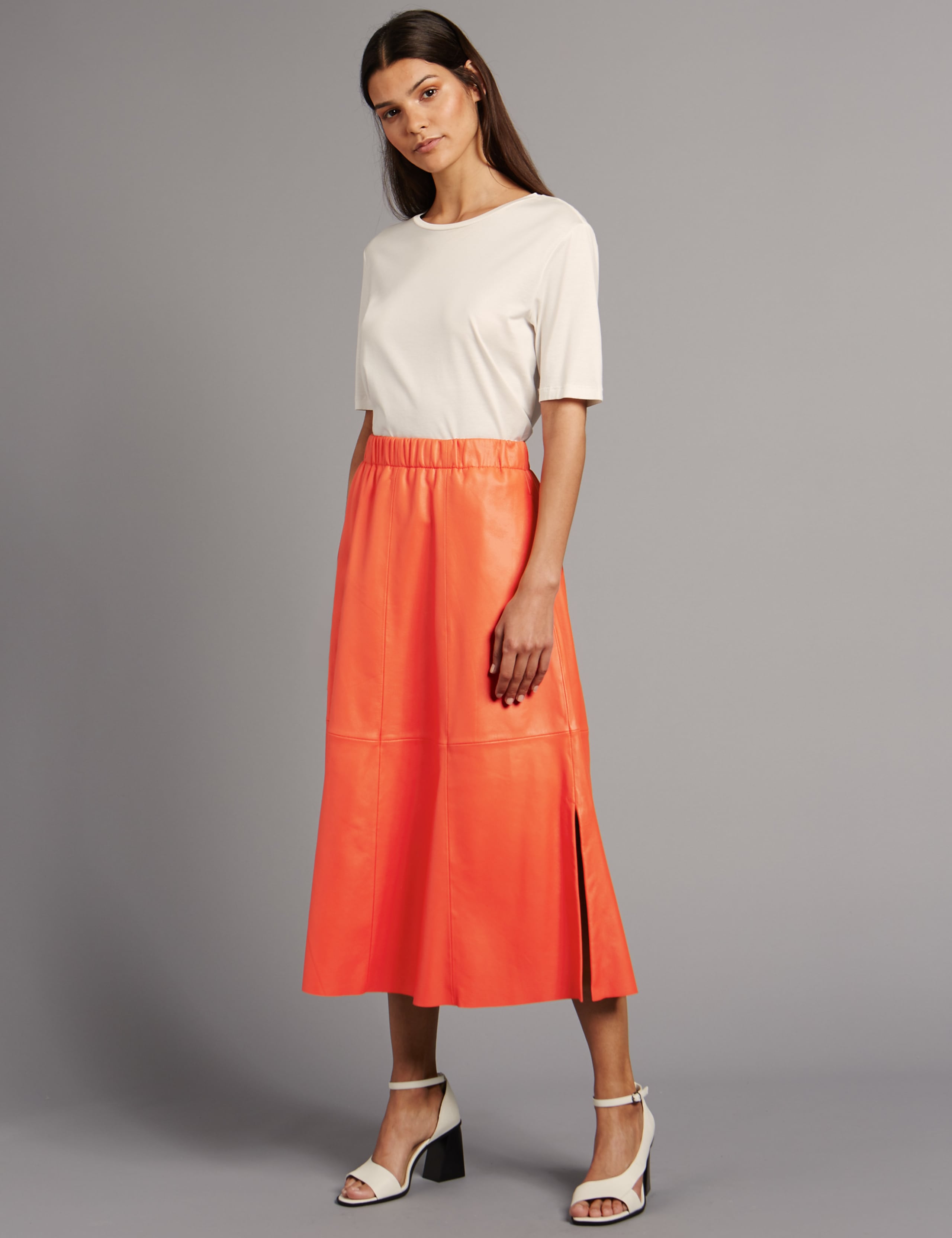 Leather A-Line Midi Skirt 1 of 5