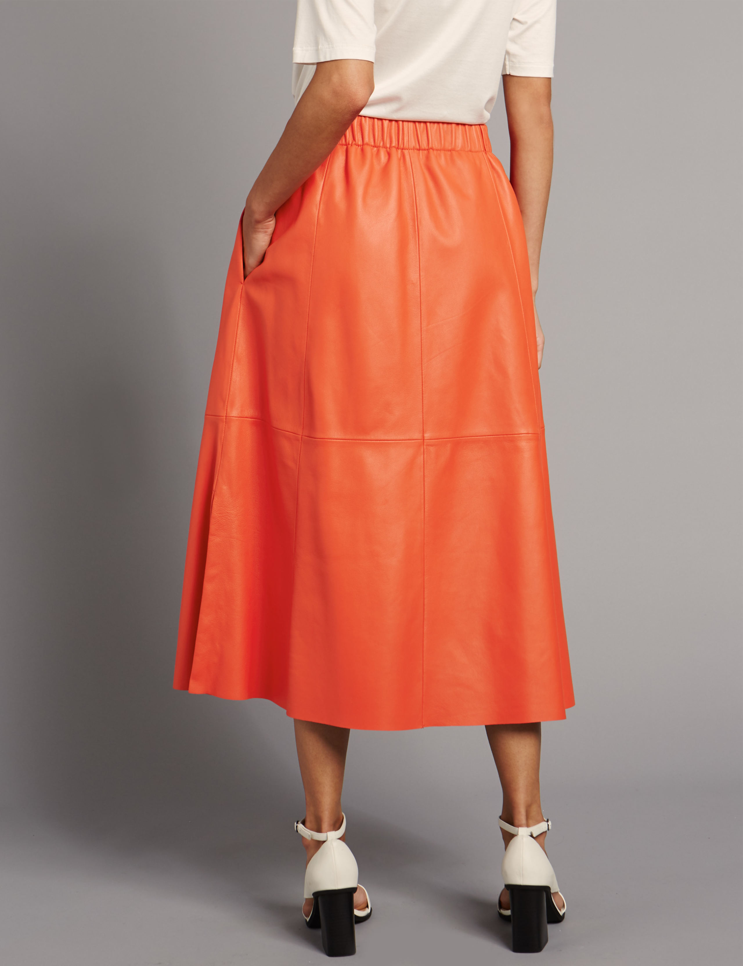 Leather A-Line Midi Skirt 4 of 5