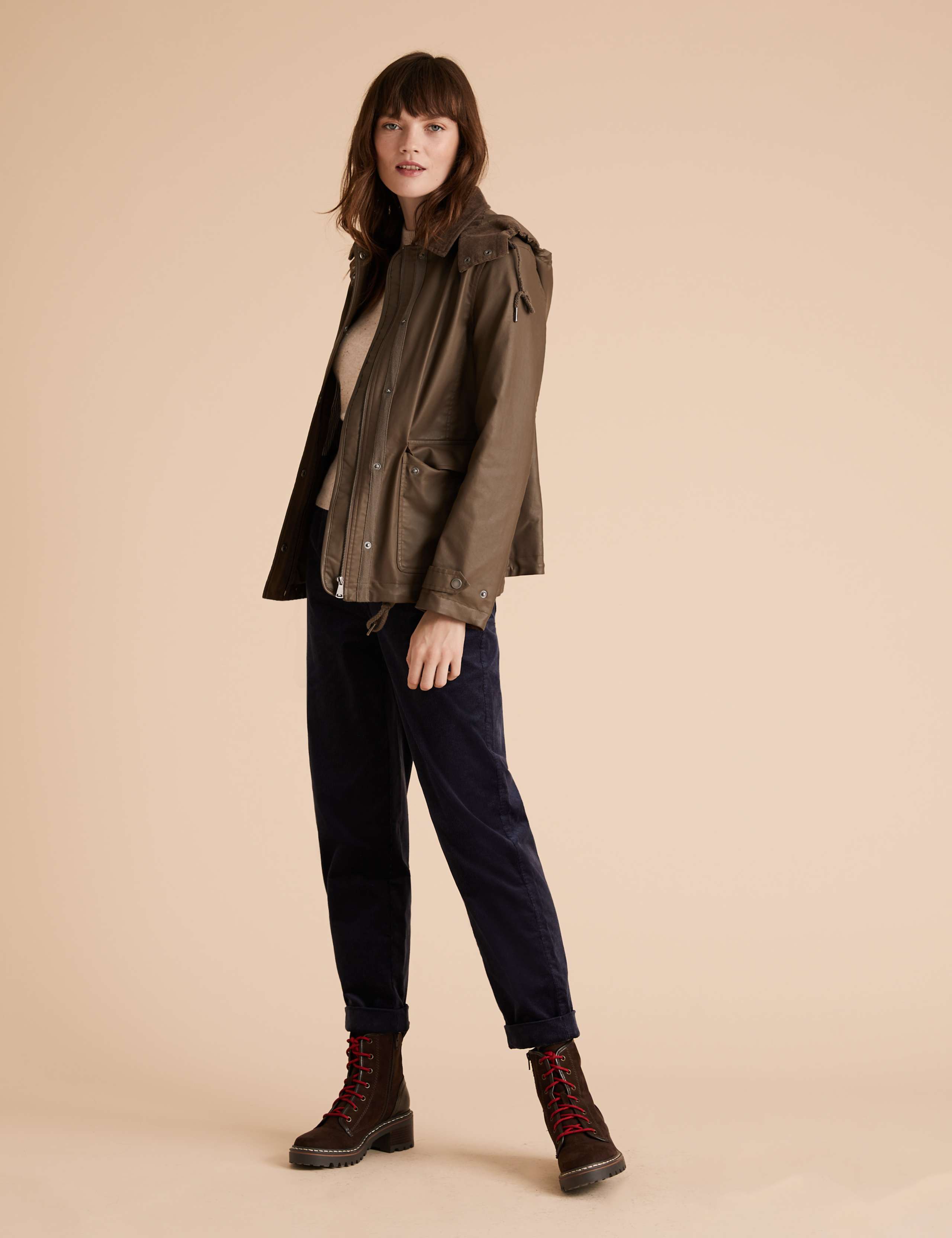 Waxed Look Removable Hood Short Jacket 1 of 4