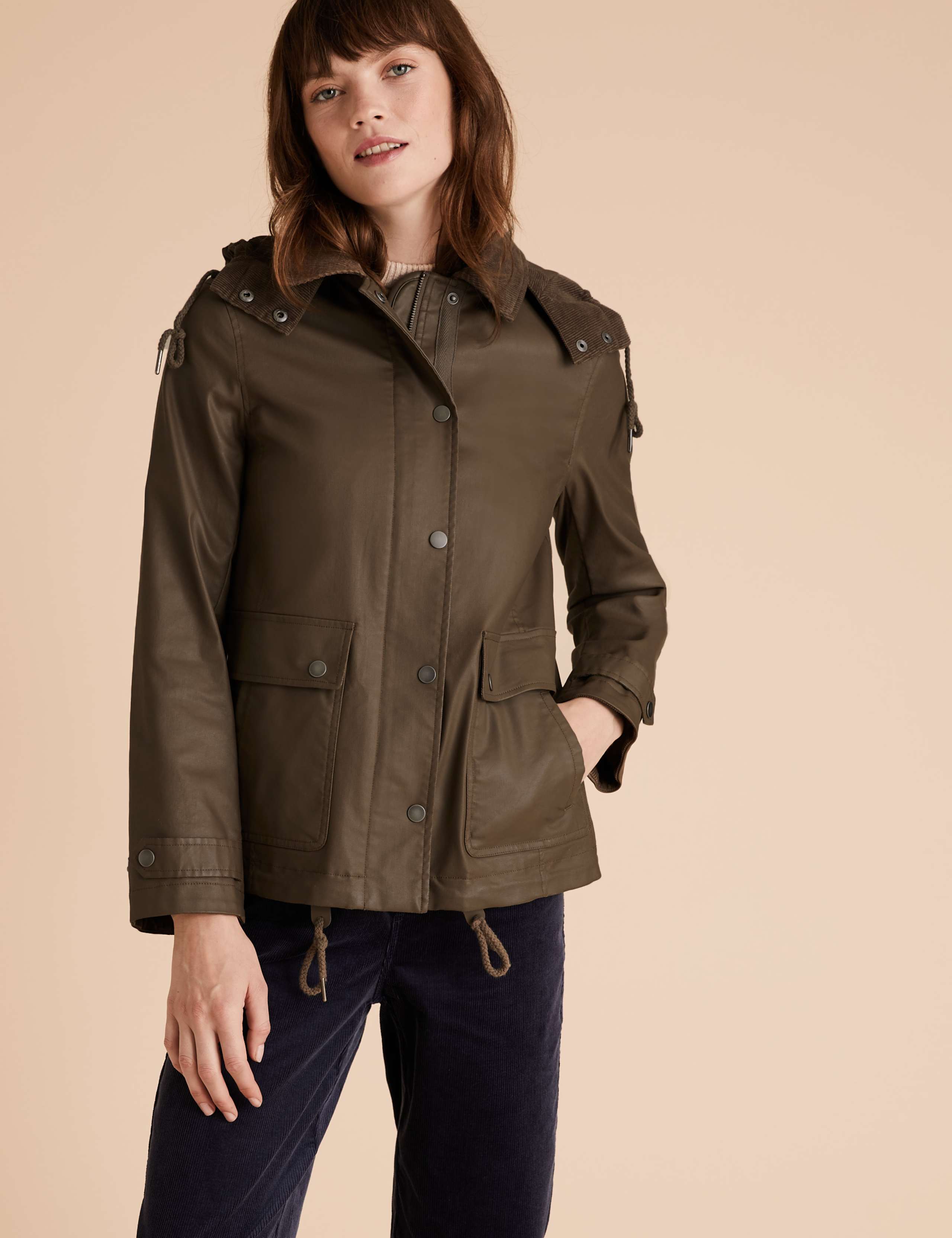 Waxed Look Removable Hood Short Jacket 4 of 4