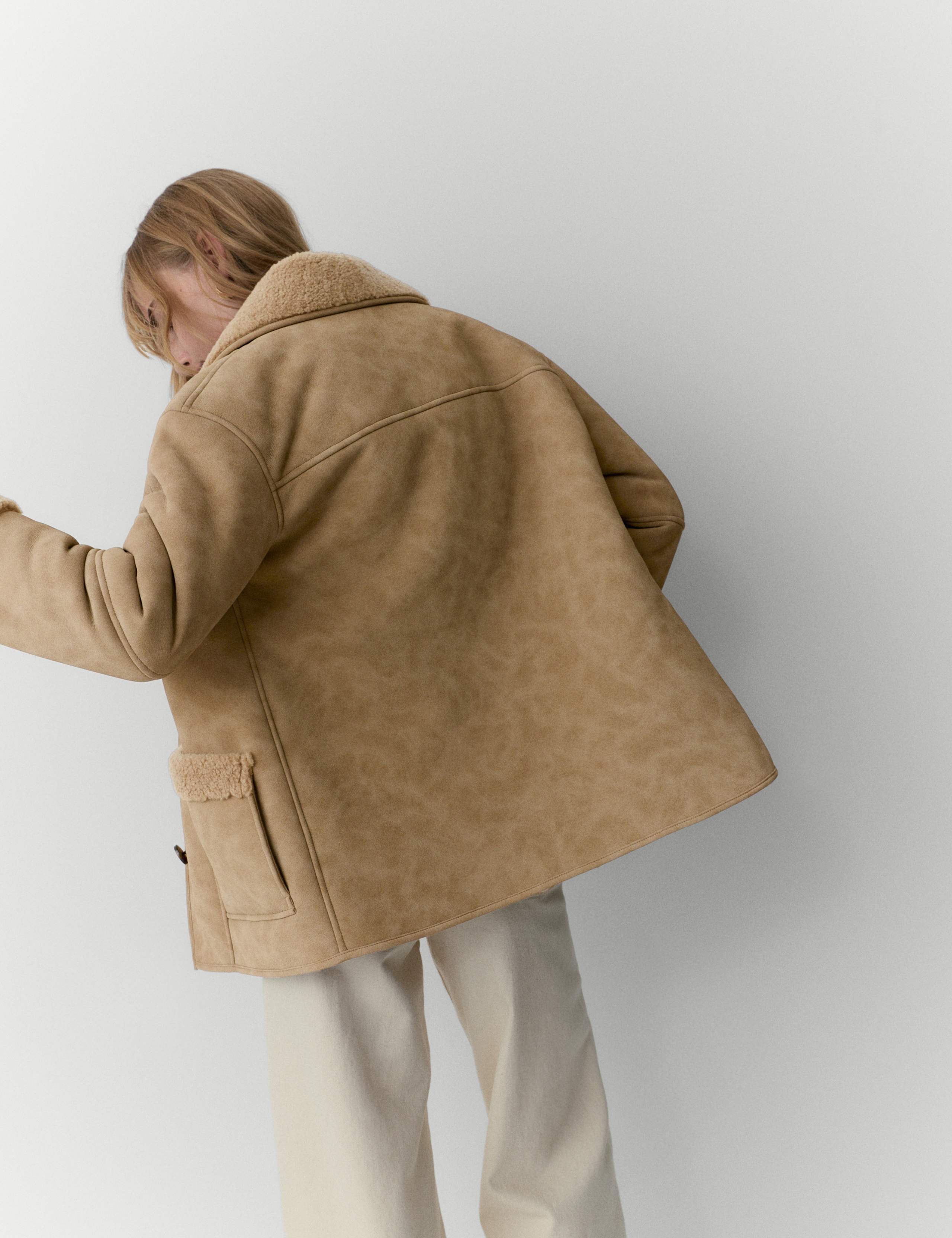 Faux Shearling Button Front Relaxed Jacket 3 of 5