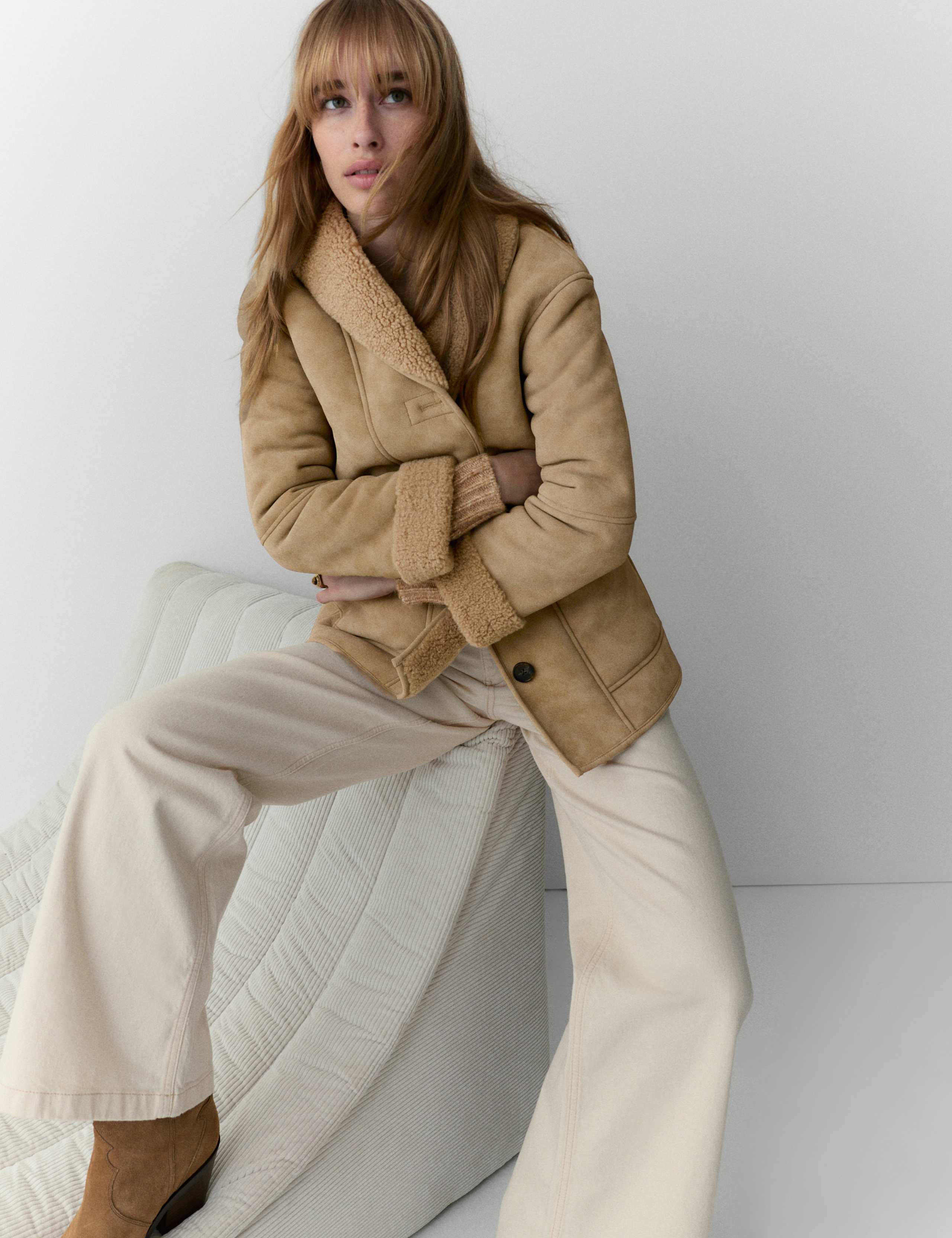 Faux Shearling Button Front Relaxed Jacket 4 of 5