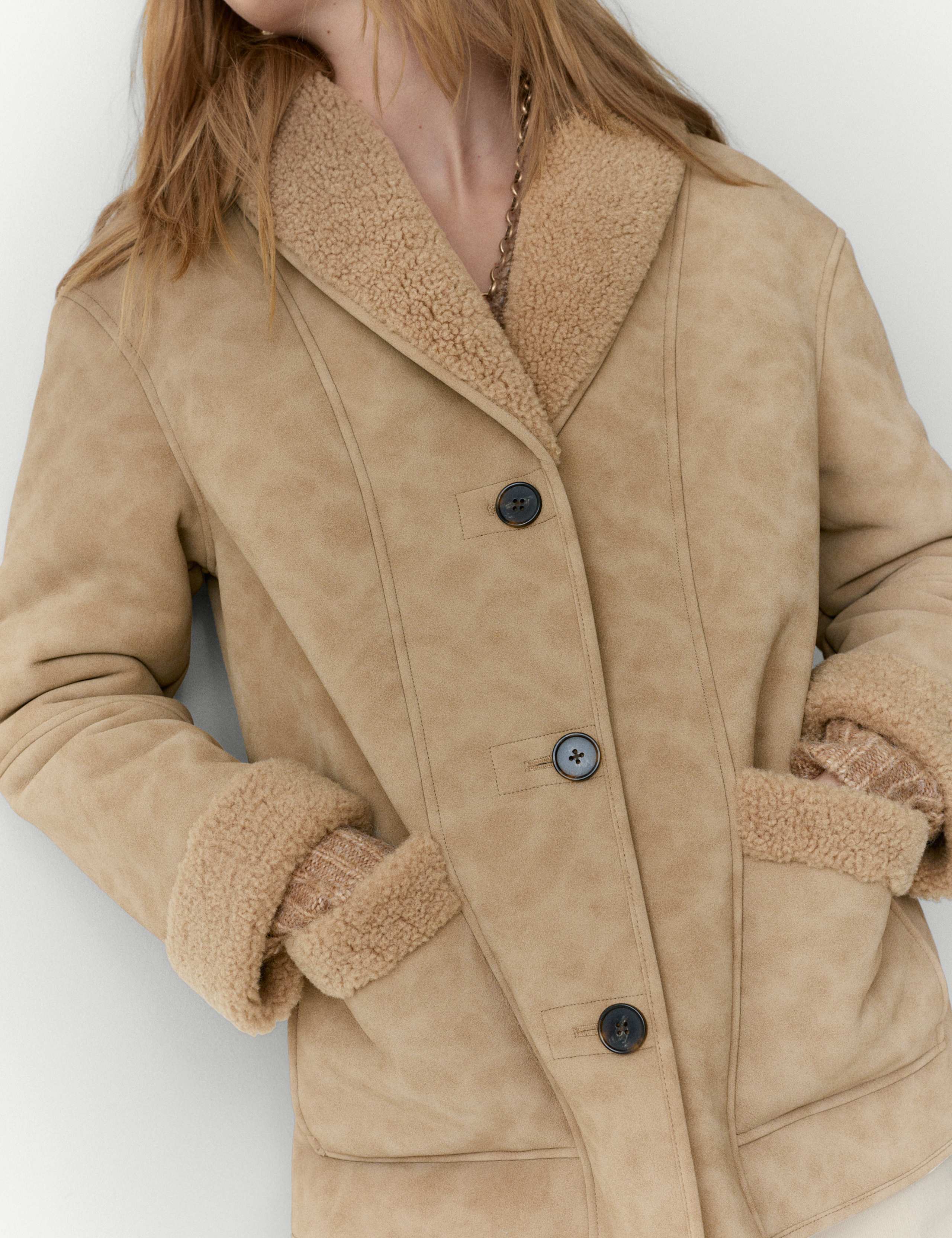 Faux Shearling Button Front Relaxed Jacket 5 of 5