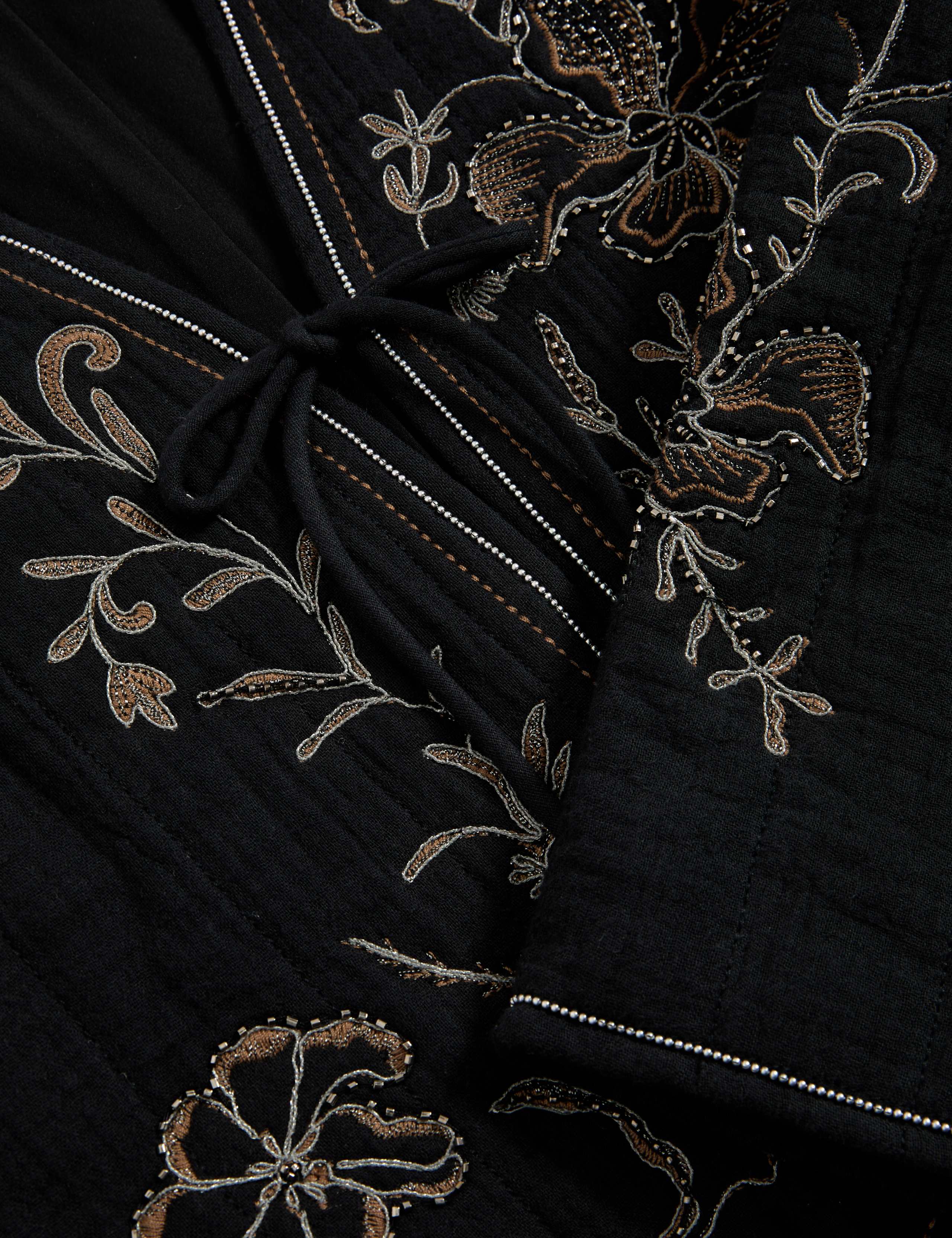 Pure Cotton Embellished Tie Front Jacket 2 of 2