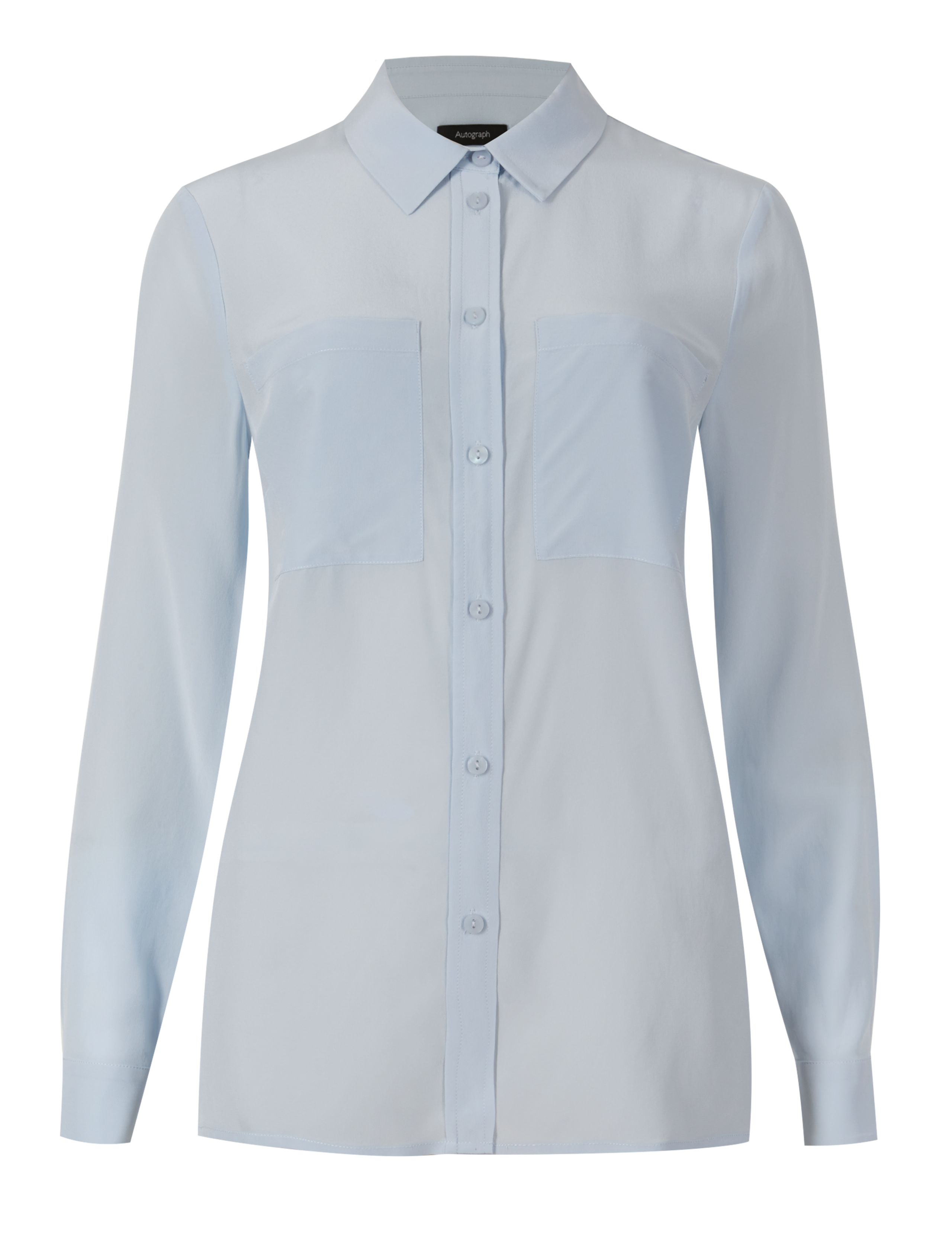Pure Silk Dipped Hem Long Sleeve Blouse 2 of 4