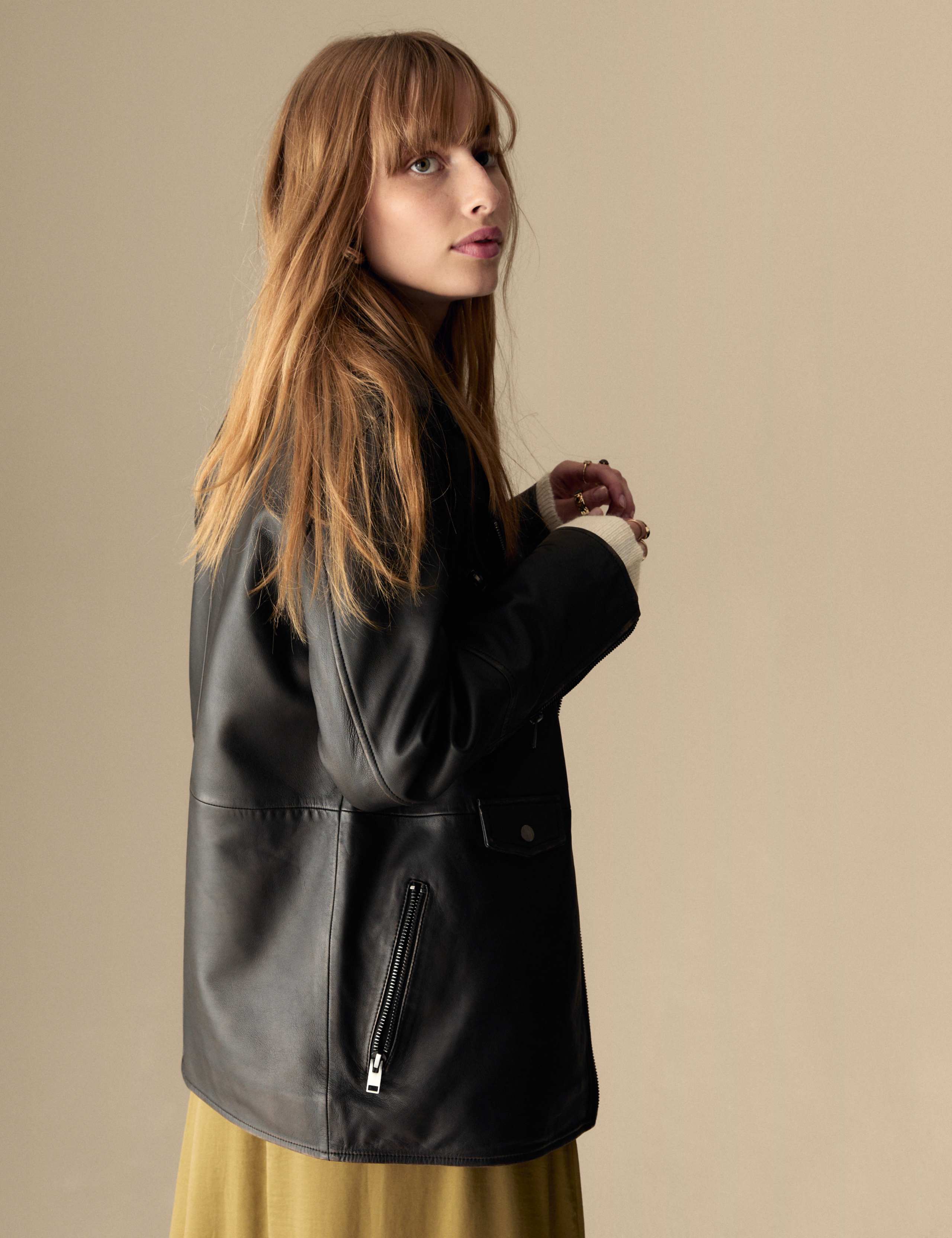 Leather Longline Girlfriend Biker Jacket 4 of 6