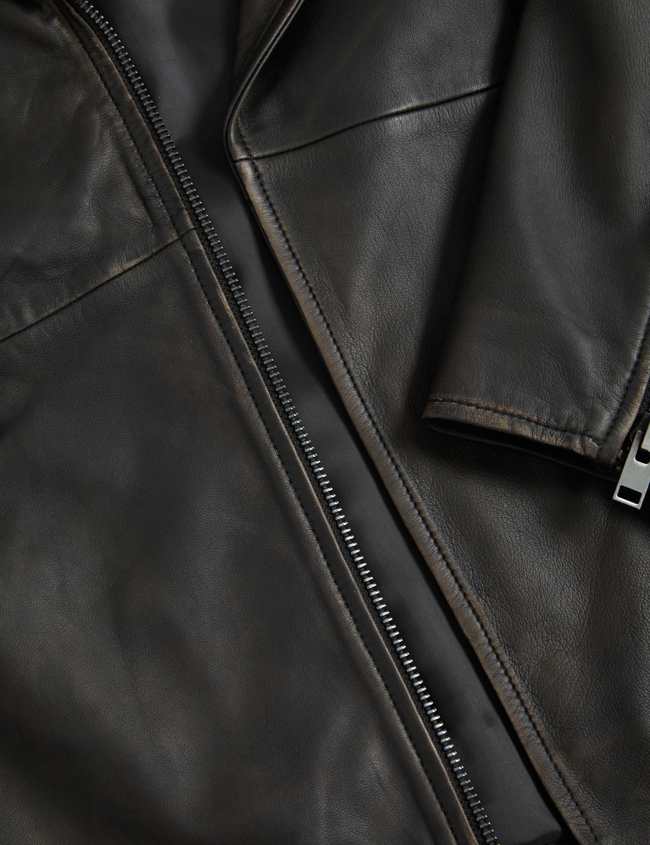 Leather Longline Girlfriend Biker Jacket 6 of 6