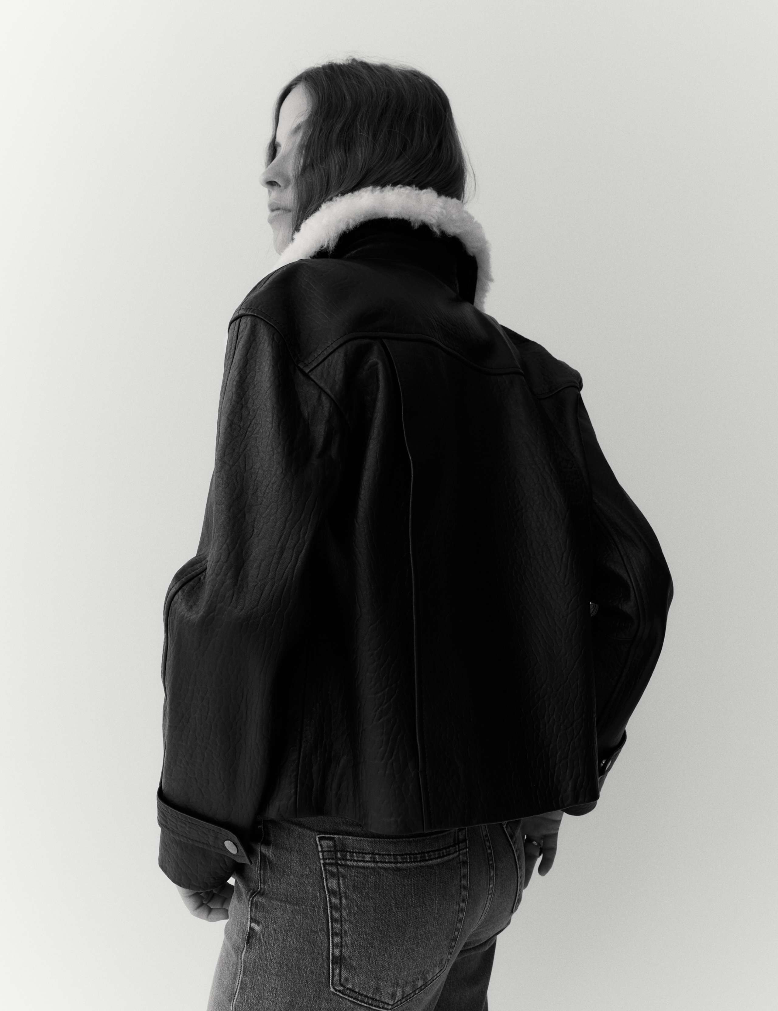 Leather Textured Borg Collared Jacket 2 of 4