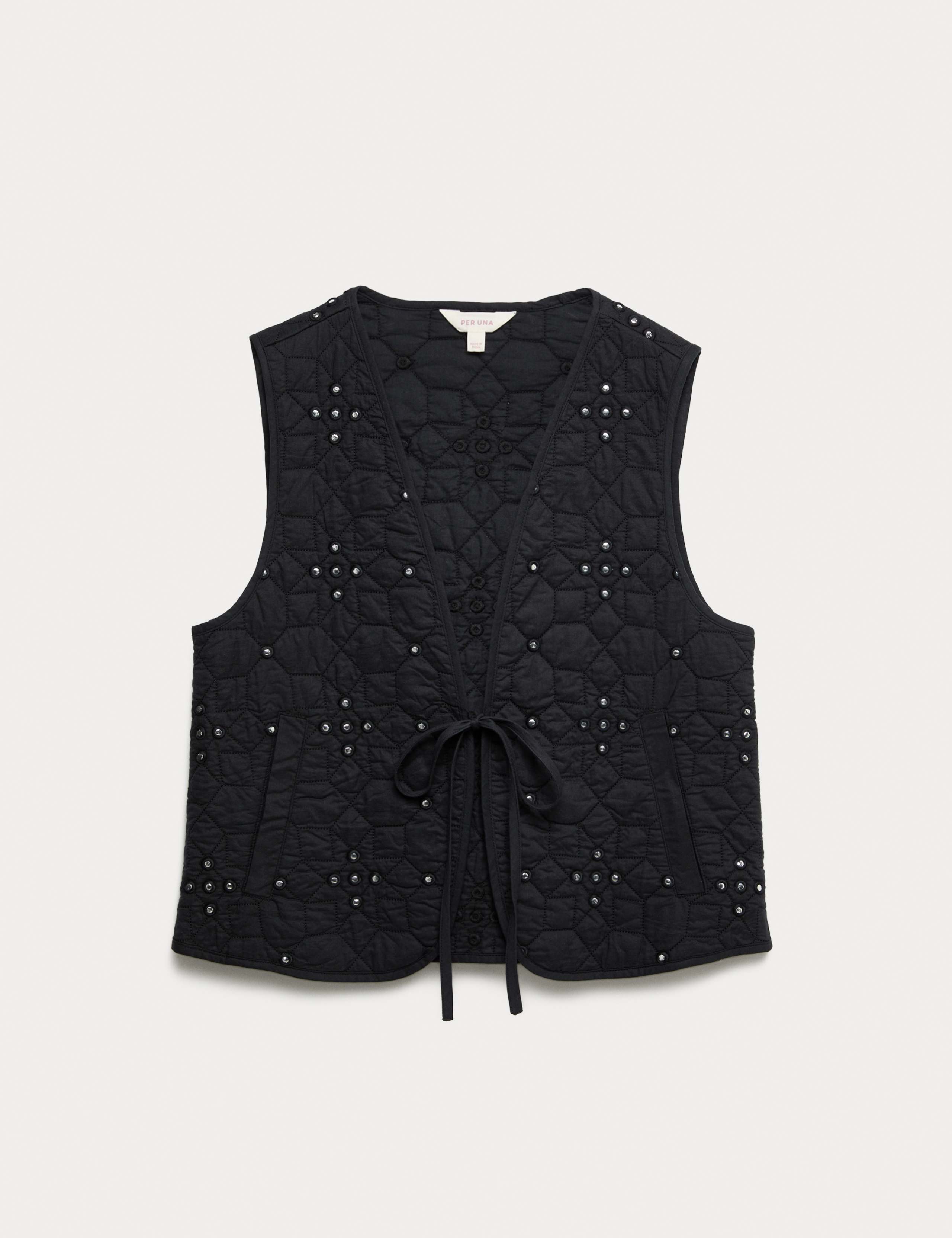 Pure Cotton Embellished Quilted Gilet 2 of 5