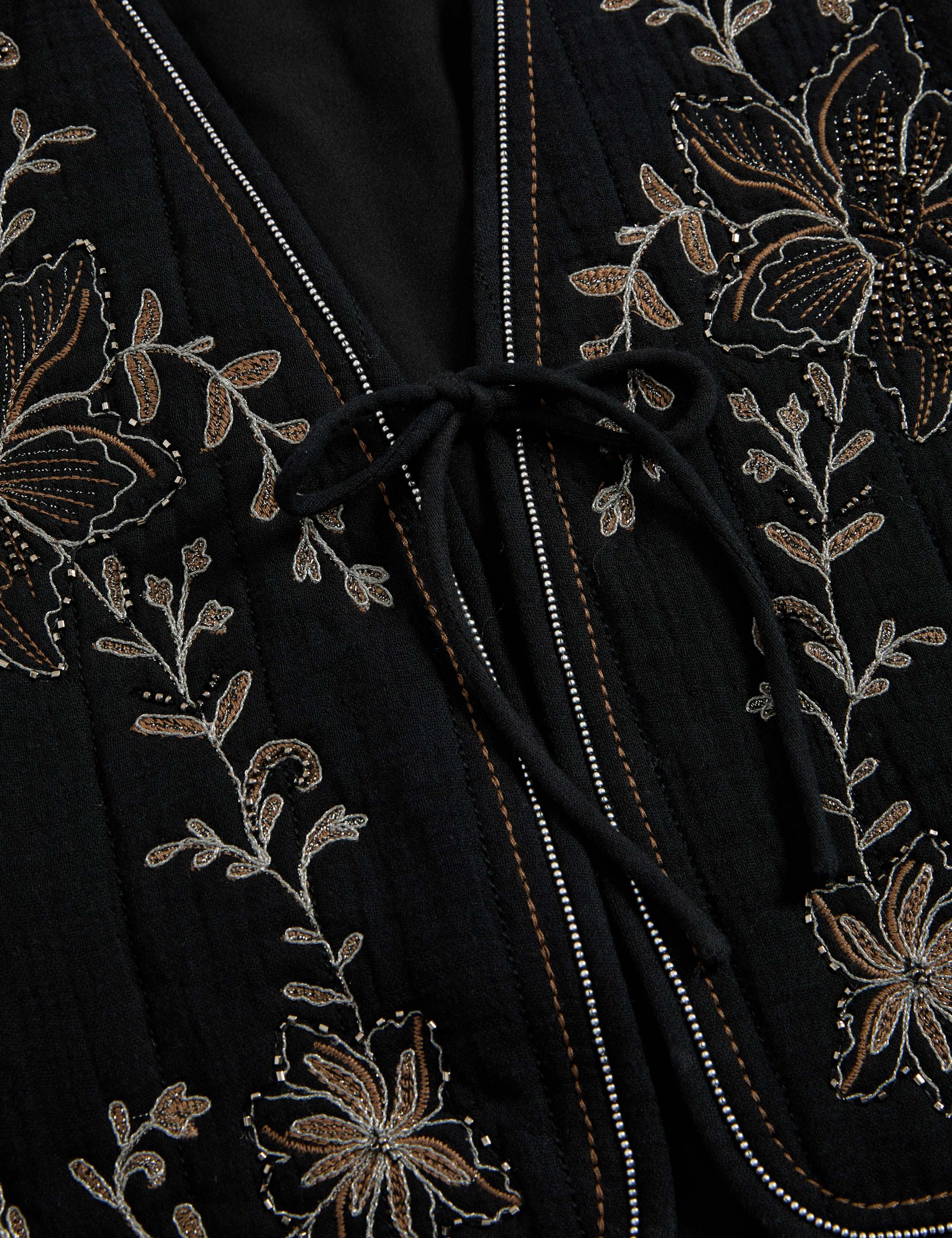 Pure Cotton Embellished Tie Front Gilet 6 of 6