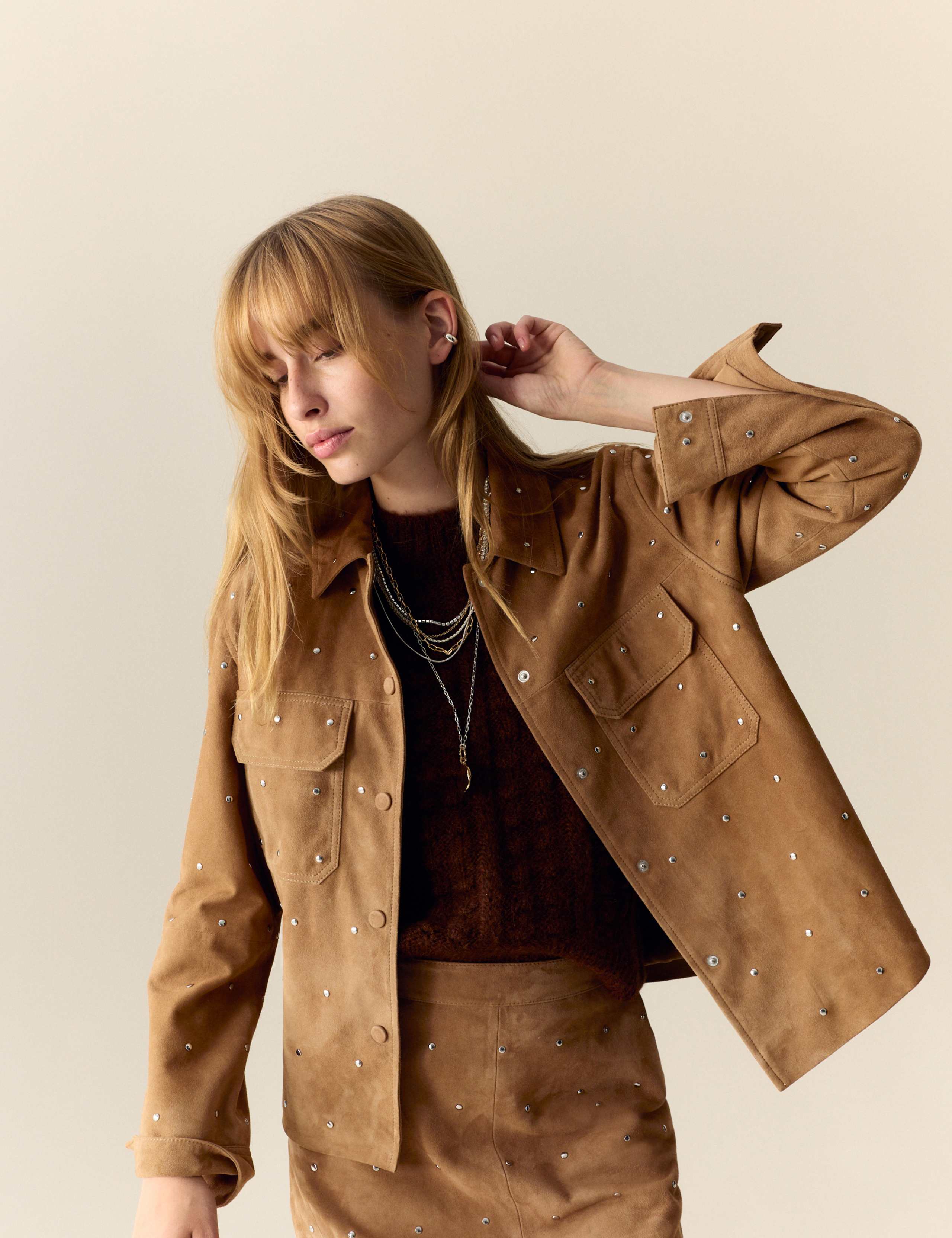 Suede Studded Shacket 6 of 7