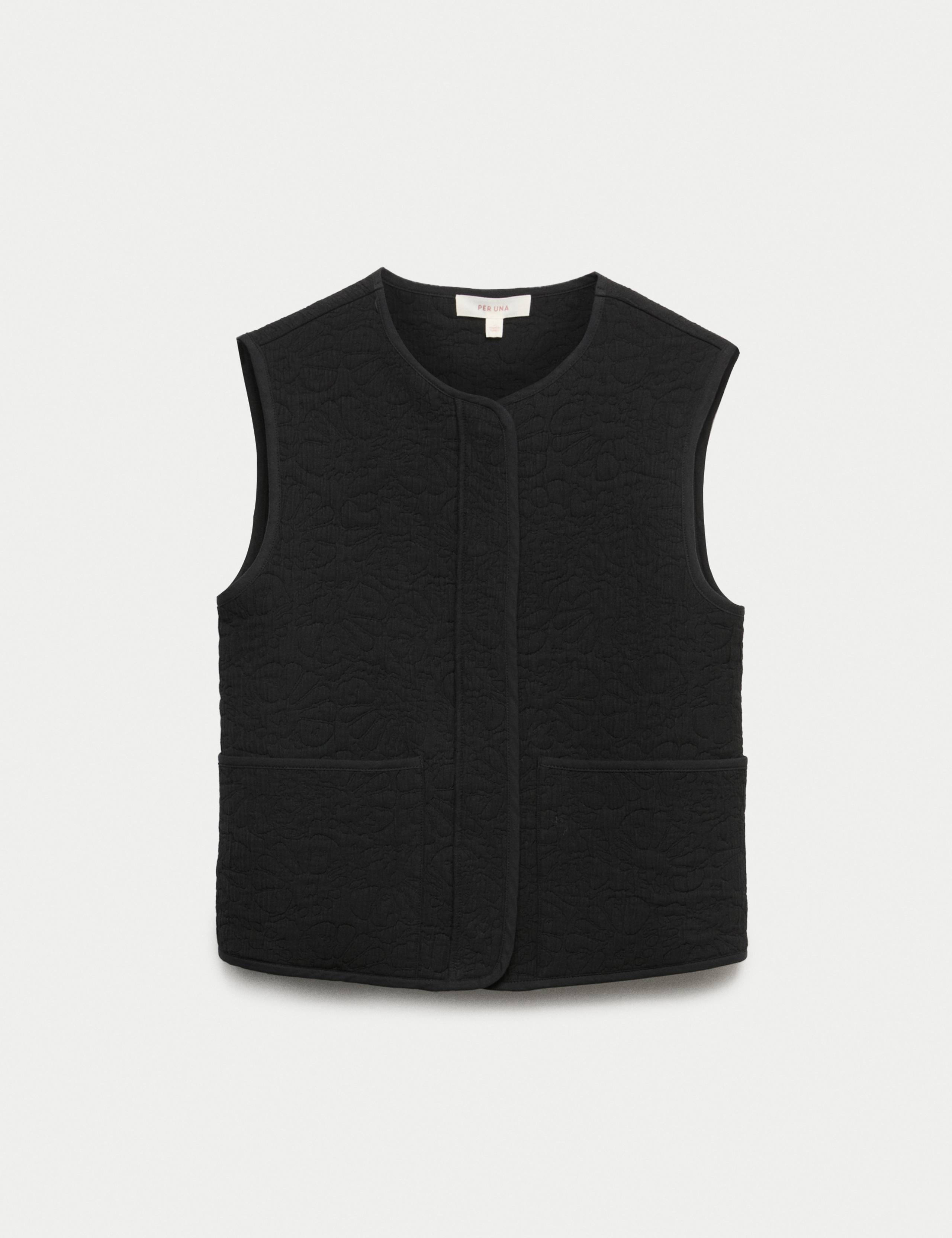 Cotton Blend Quilted Round Neck Gilet 2 of 5