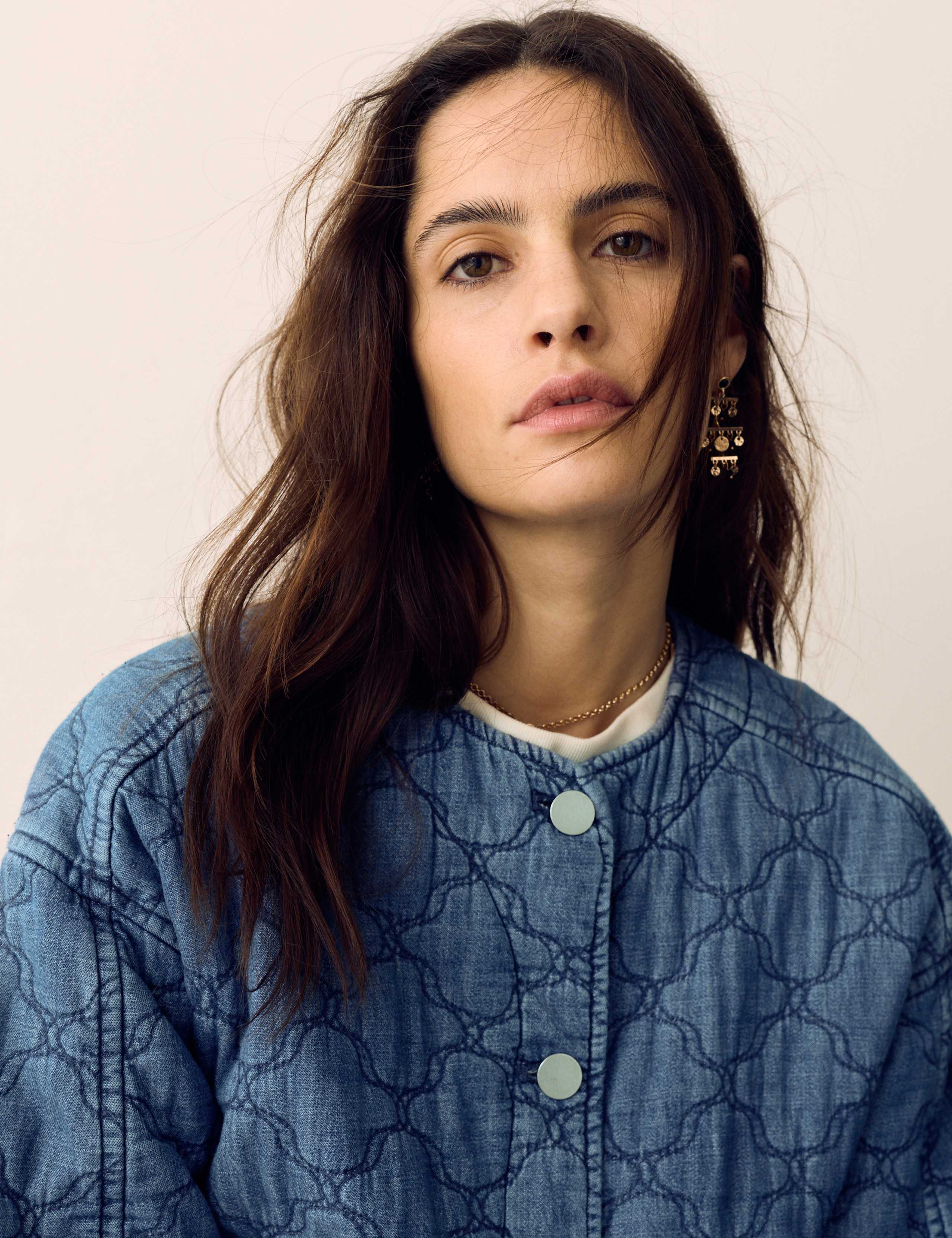 Denim Quilted Bomber Jacket 4 of 6