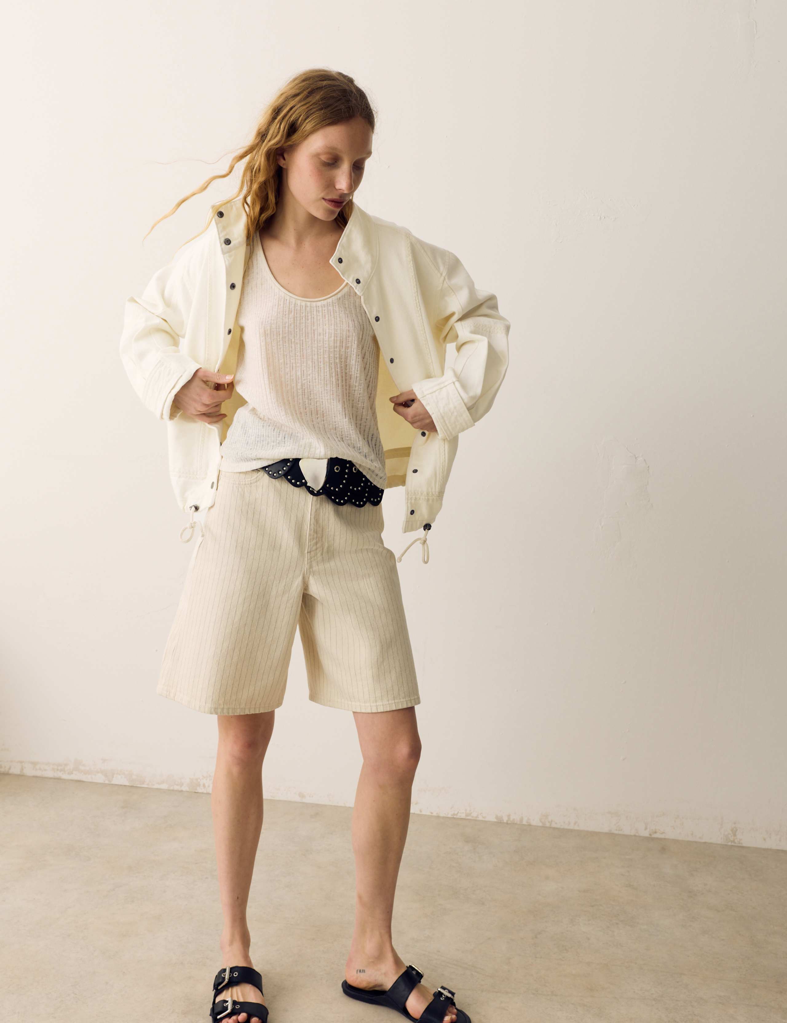 Denim Cross Stitch Casual Utility Jacket 3 of 7