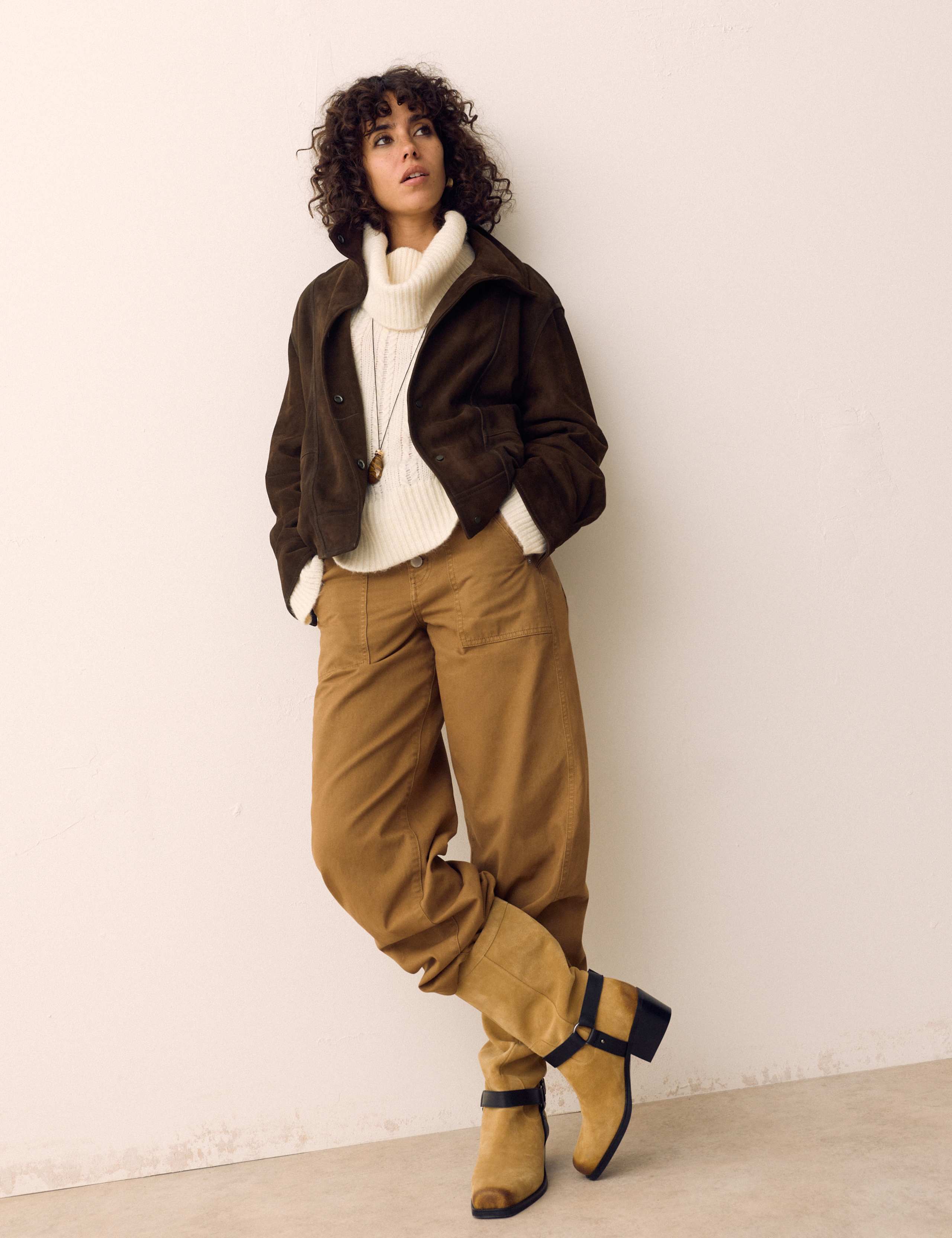 Suede Funnel Neck Short Jacket 3 of 6