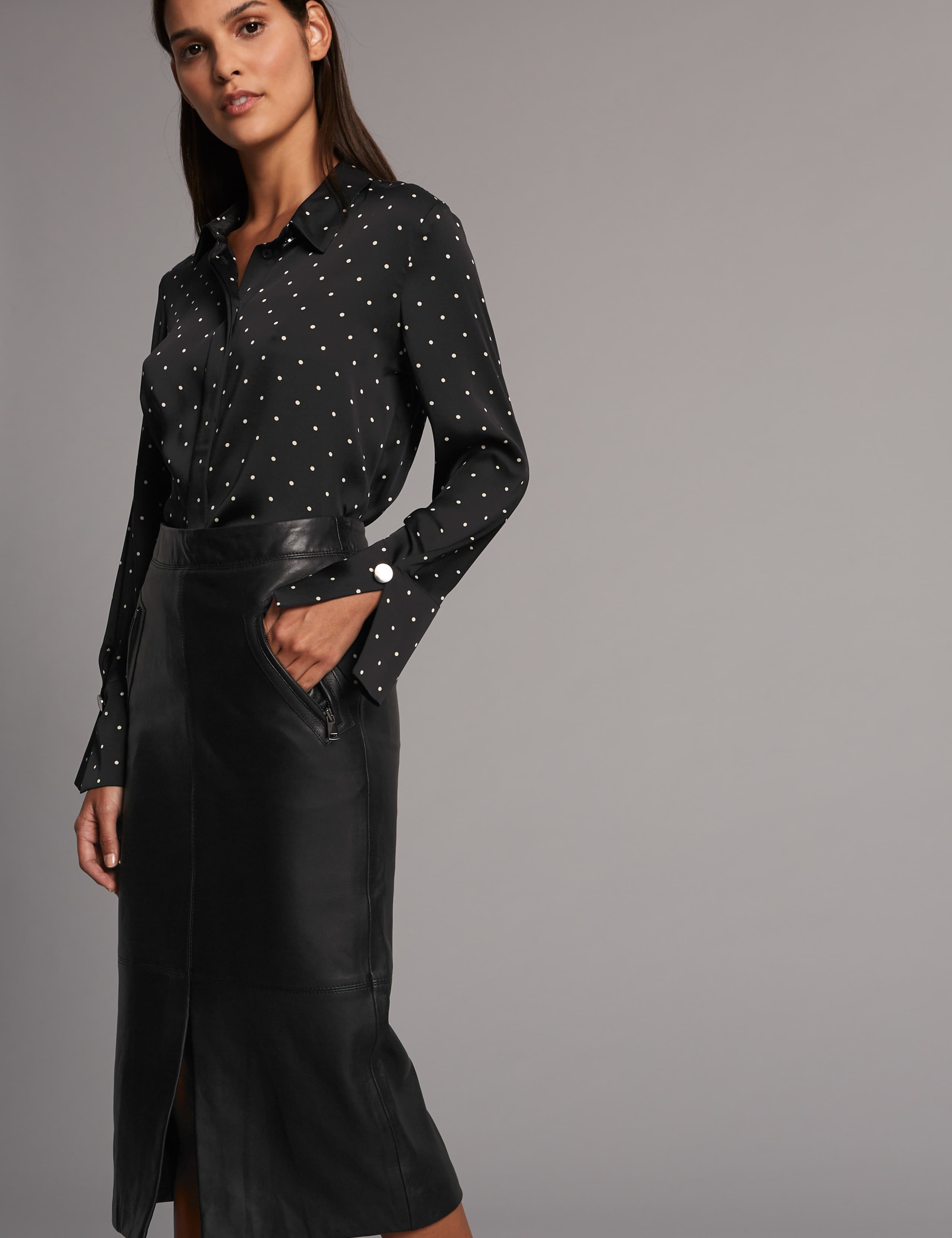 Leather Pencil Midi Skirt 3 of 5