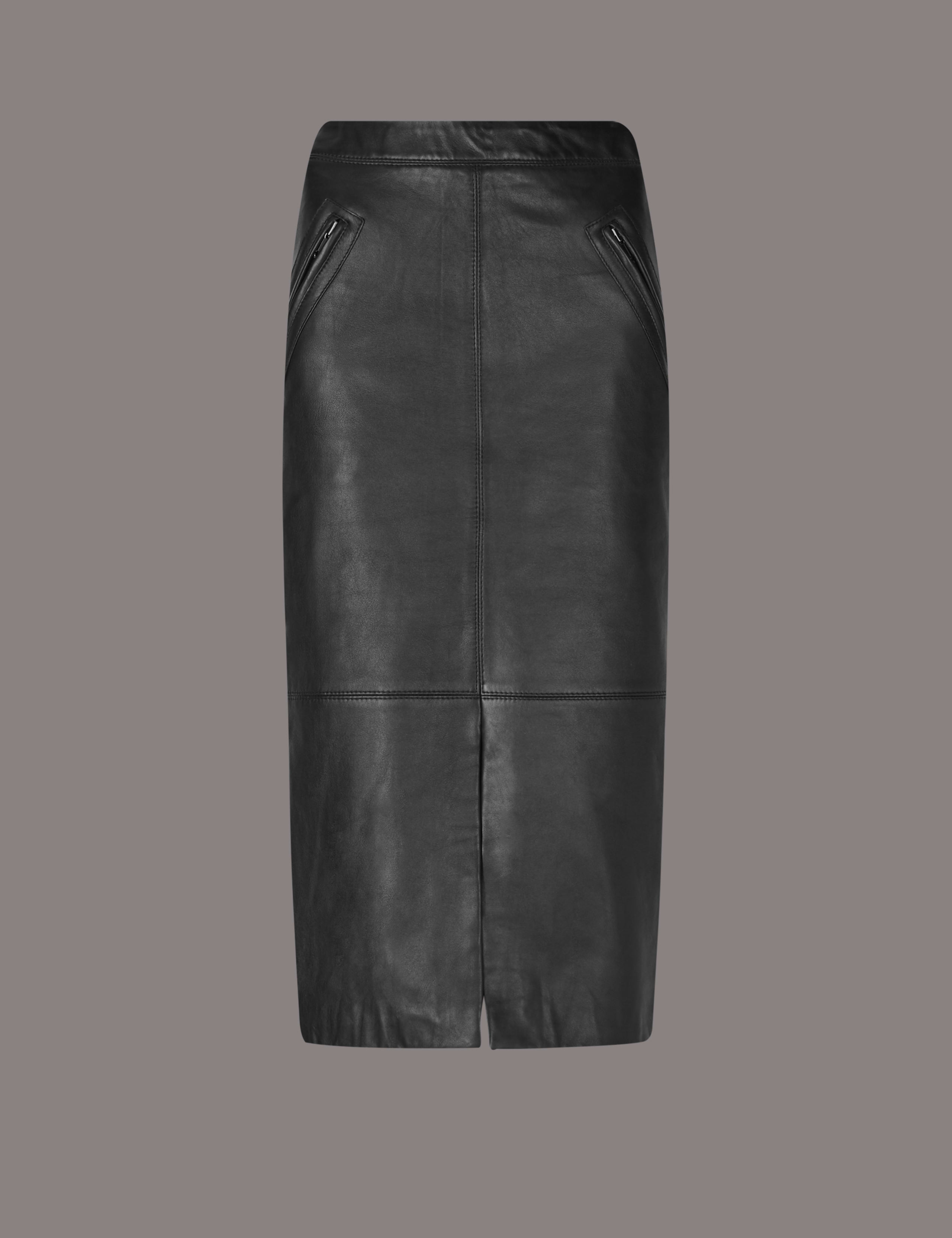 Leather Pencil Midi Skirt 2 of 5